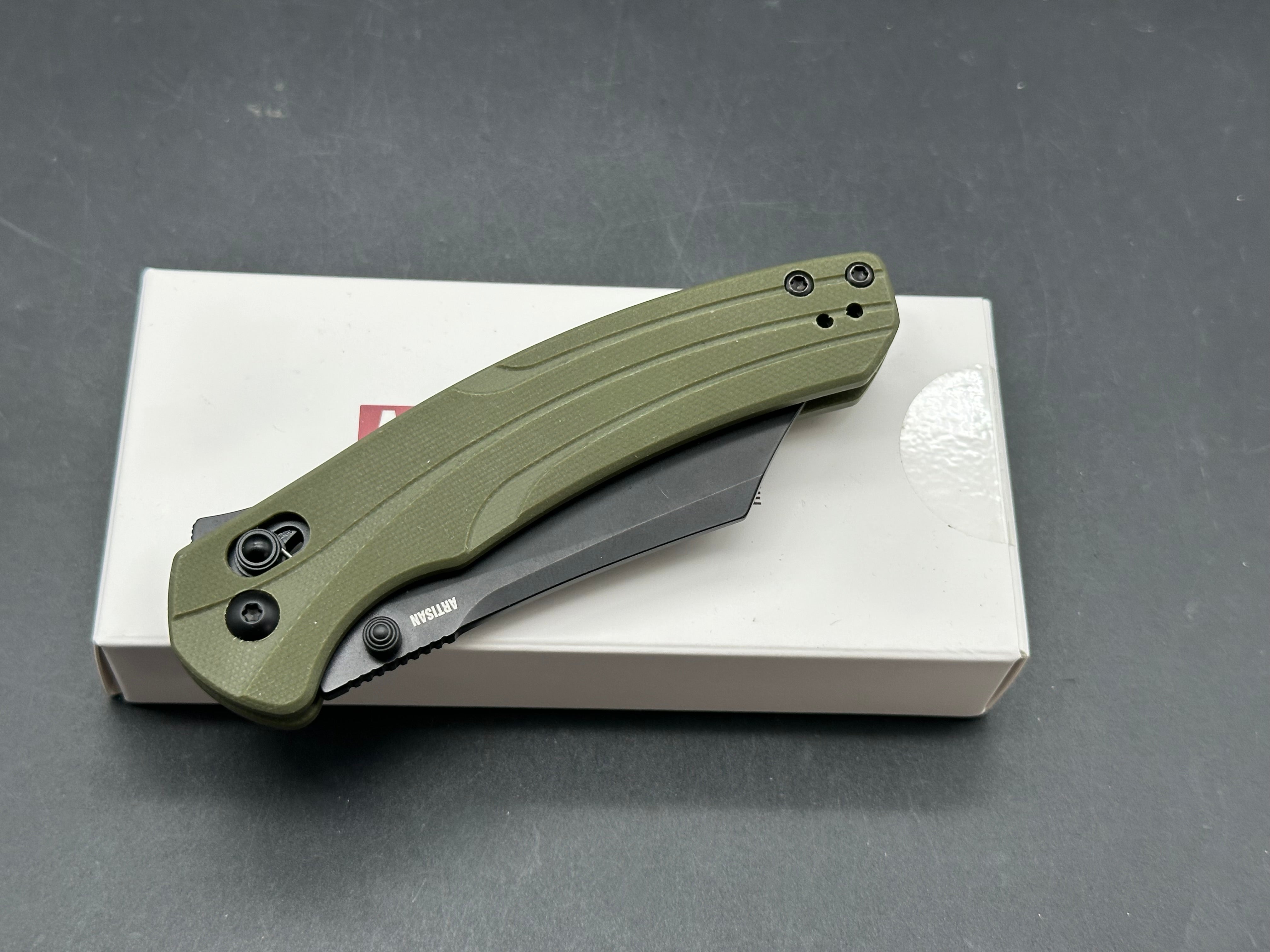 ARTISAN CUTLERY SIMOON BLACK AR-RPM9 STEEL BLADE GREEN G10 HANDLE