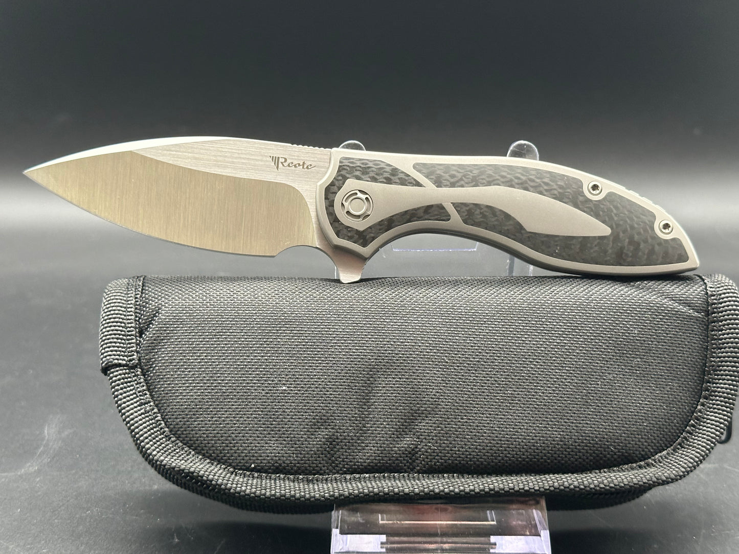 Reate Iron Knife Titanium/Black CF (3.25" Satin) /  m390 blade