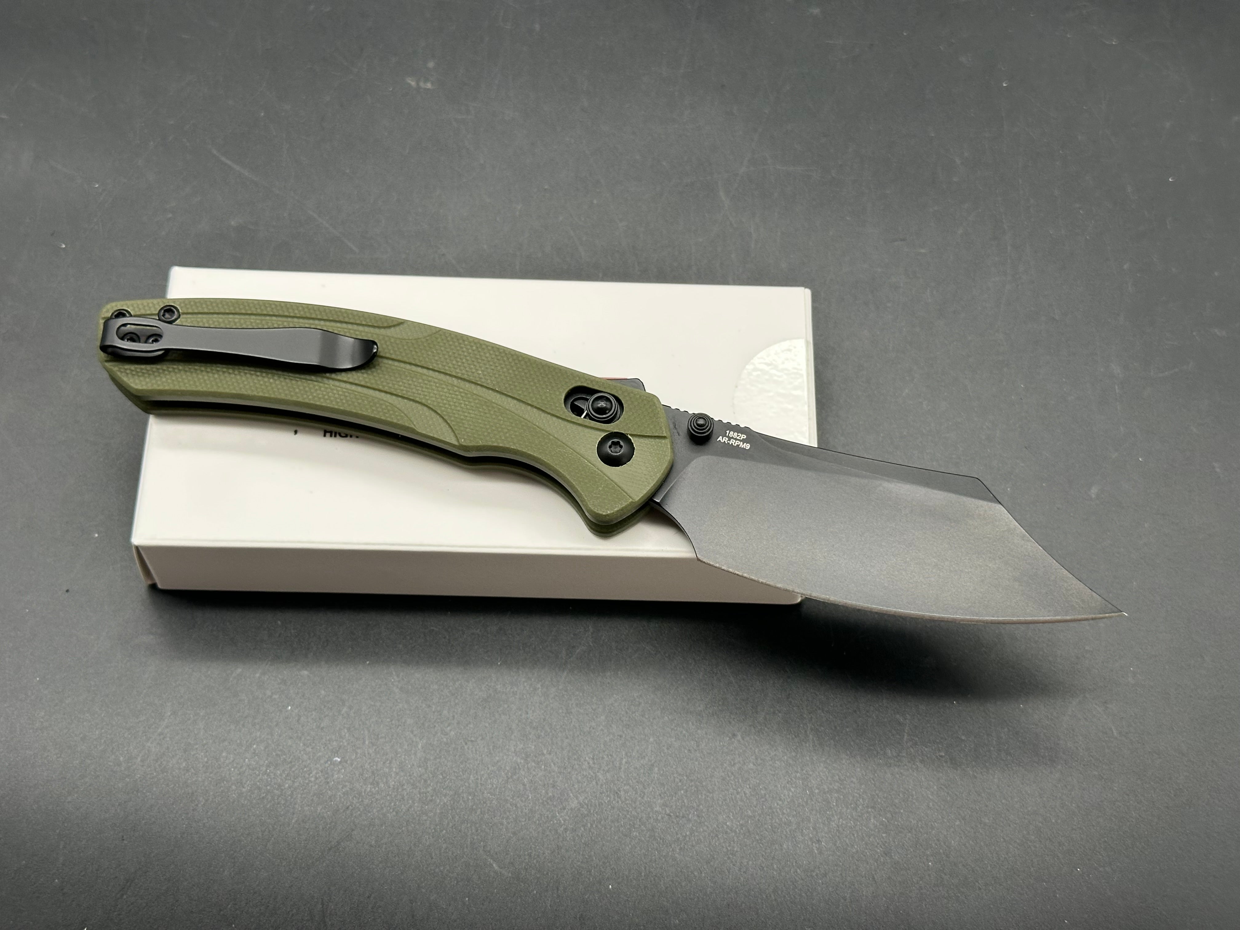 ARTISAN CUTLERY SIMOON BLACK AR-RPM9 STEEL BLADE GREEN G10 HANDLE