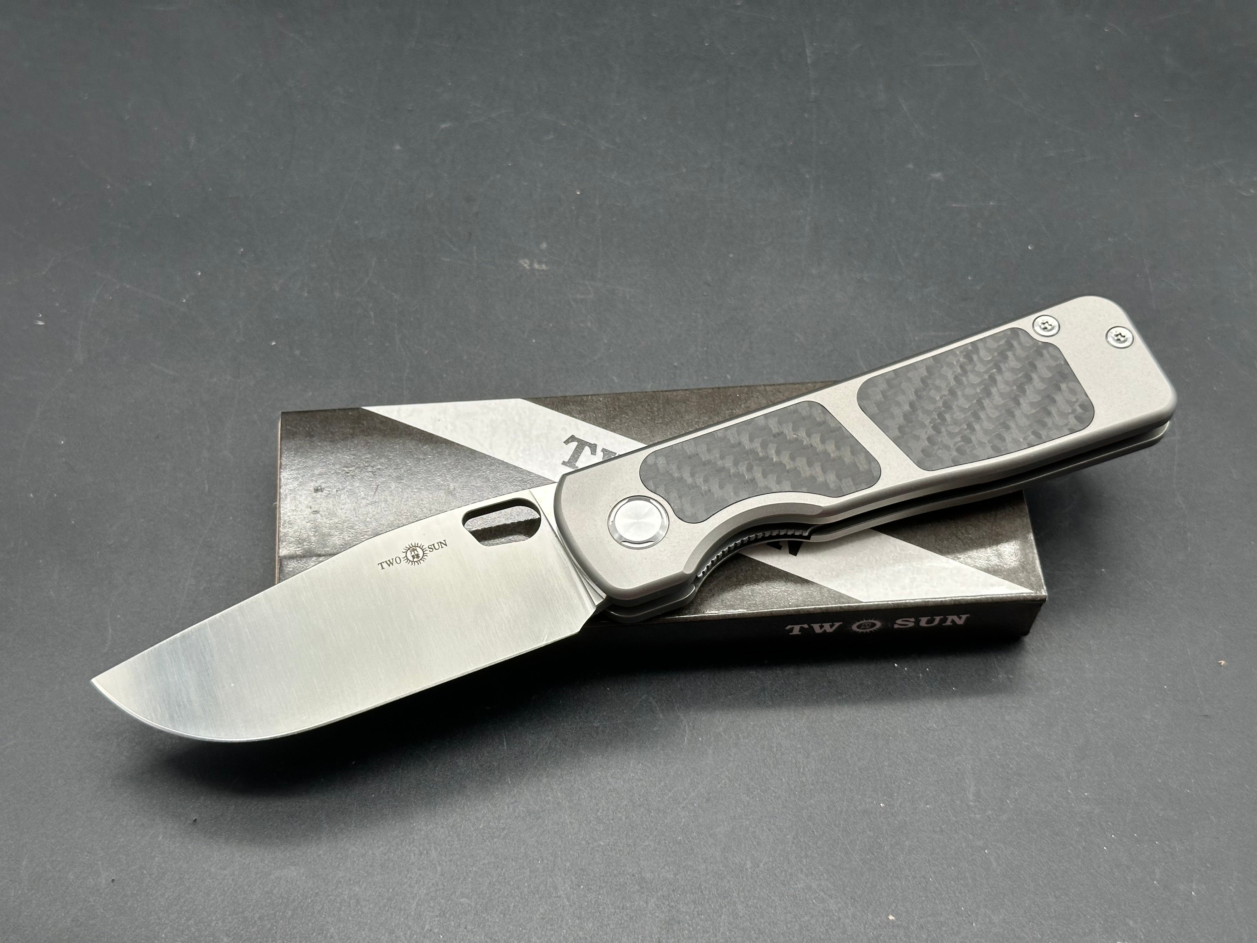 TWOSUN TS396 KEANU CARBON FIBER/TITANIUM HANDLE D2 PLAIN EDGE