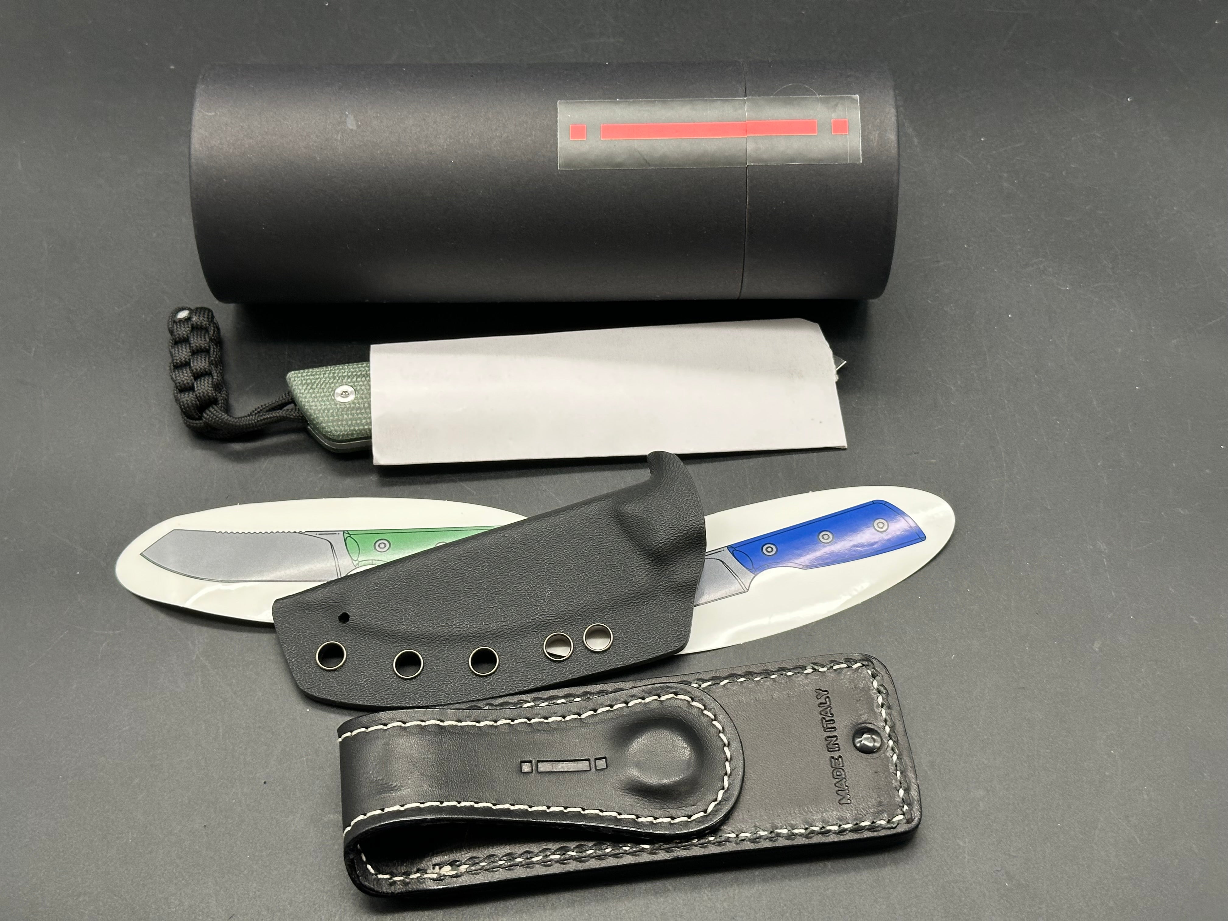 StraightLine EDC DCA Digger Fixed Blade Knife 3.05" 14C28N Blade Green Canvas Micarta Handles