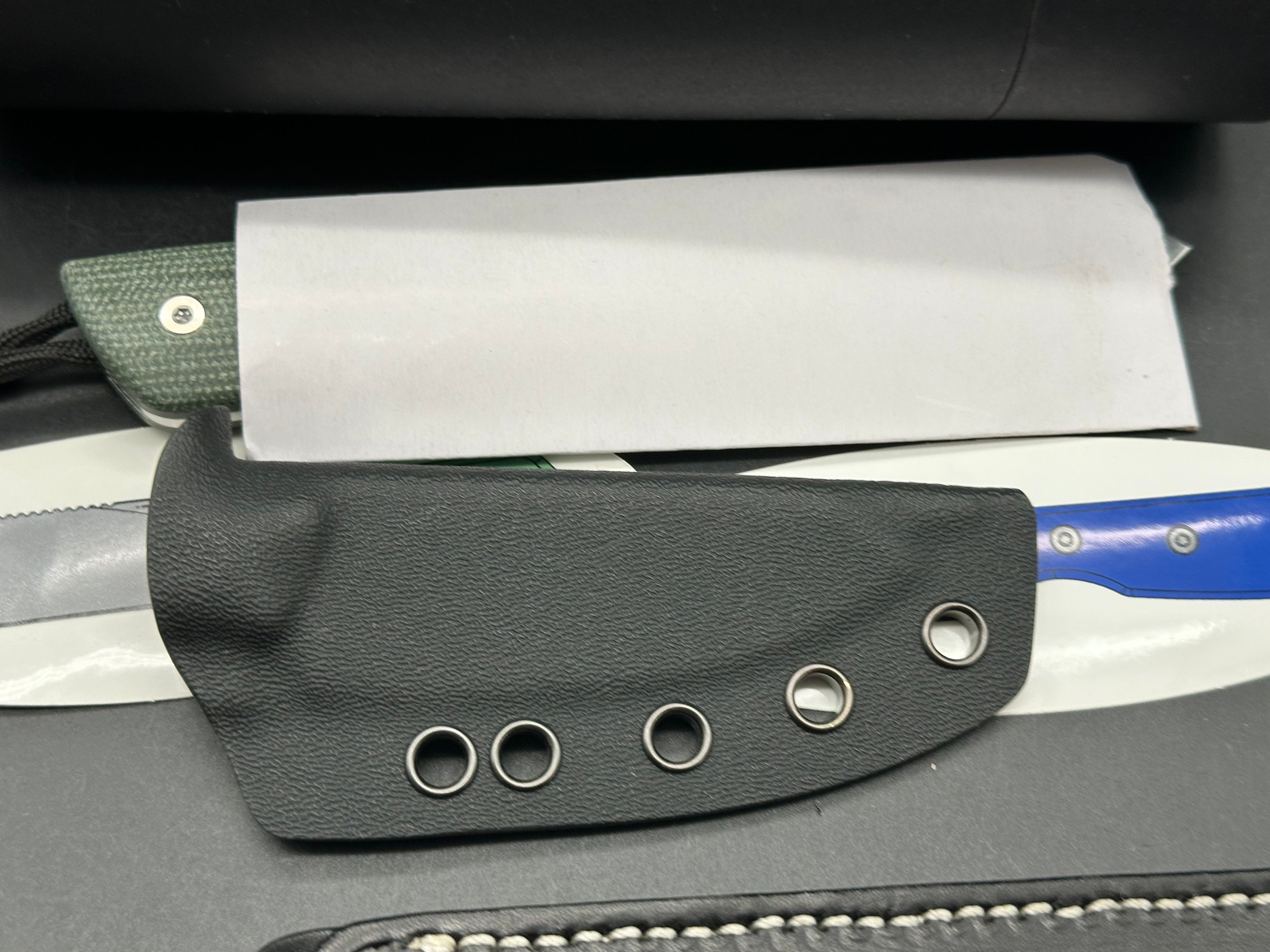 StraightLine EDC DCA Digger Fixed Blade Knife 3.05" 14C28N Blade Green Canvas Micarta Handles