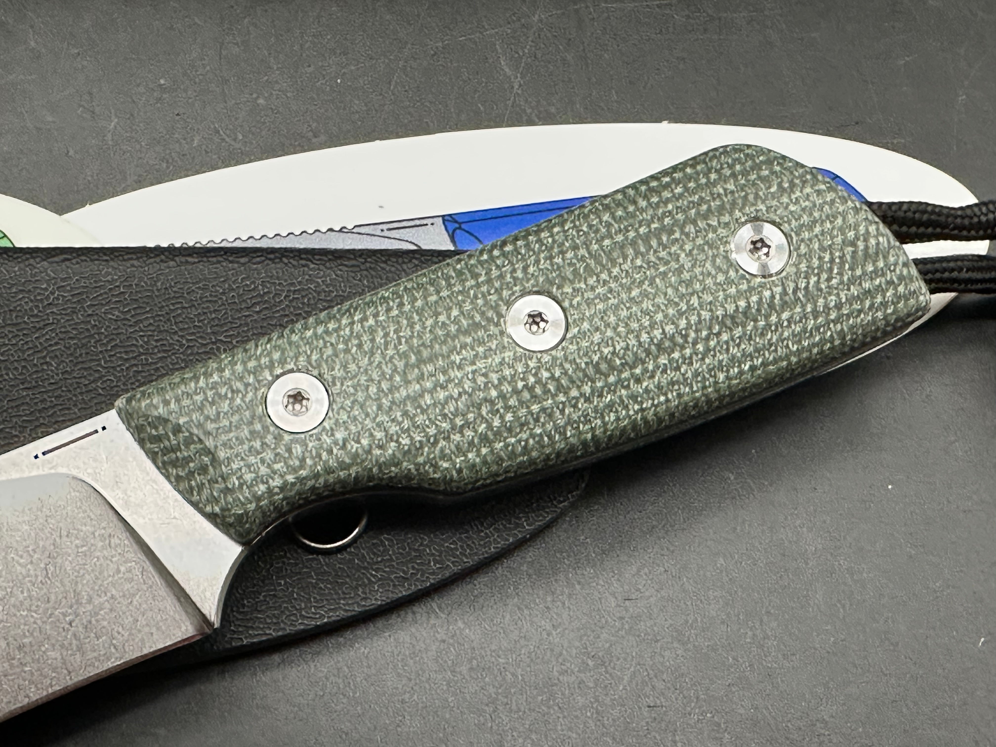 StraightLine EDC DCA Digger Fixed Blade Knife 3.05" 14C28N Blade Green Canvas Micarta Handles