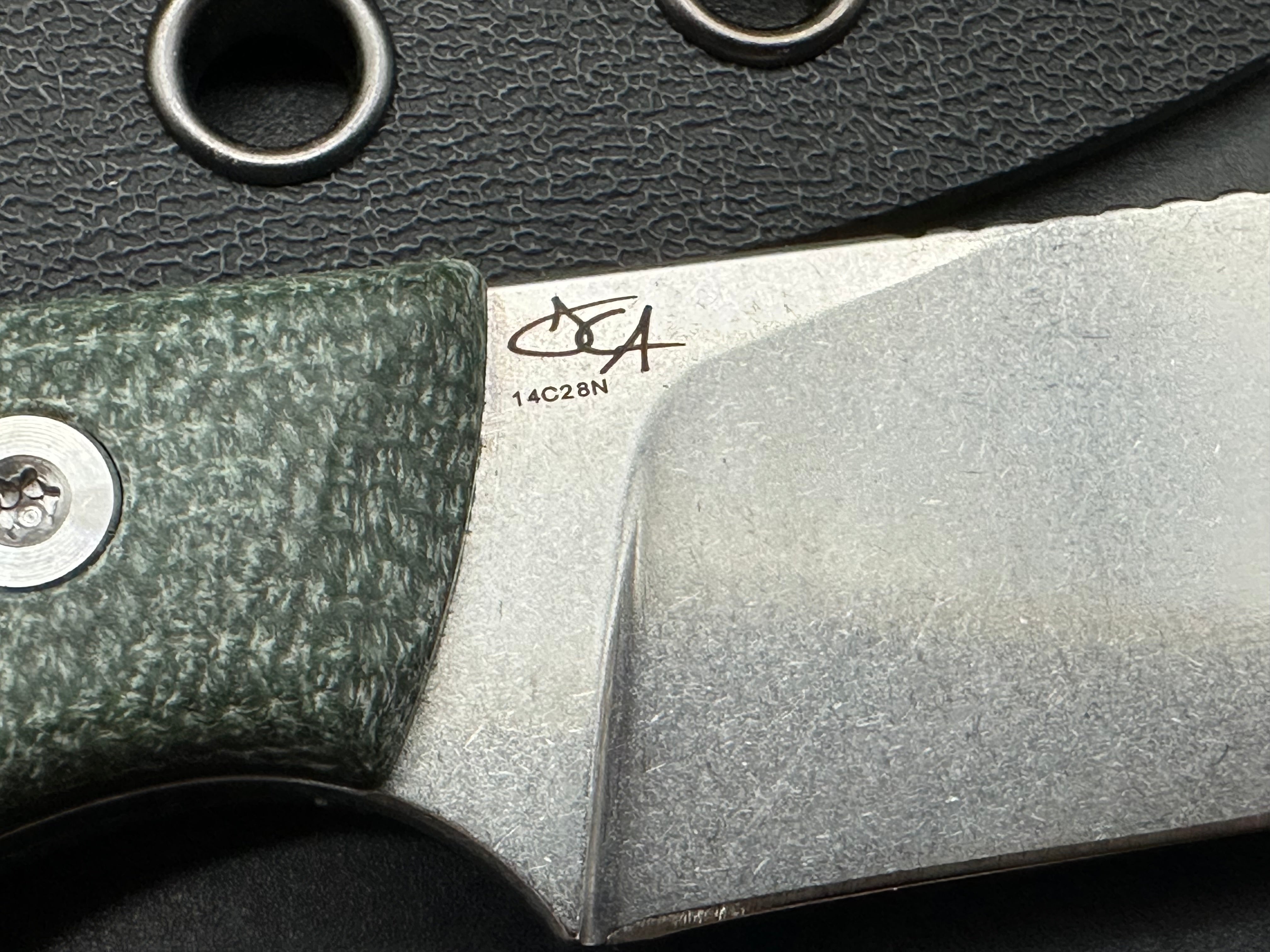 StraightLine EDC DCA Digger Fixed Blade Knife 3.05" 14C28N Blade Green Canvas Micarta Handles