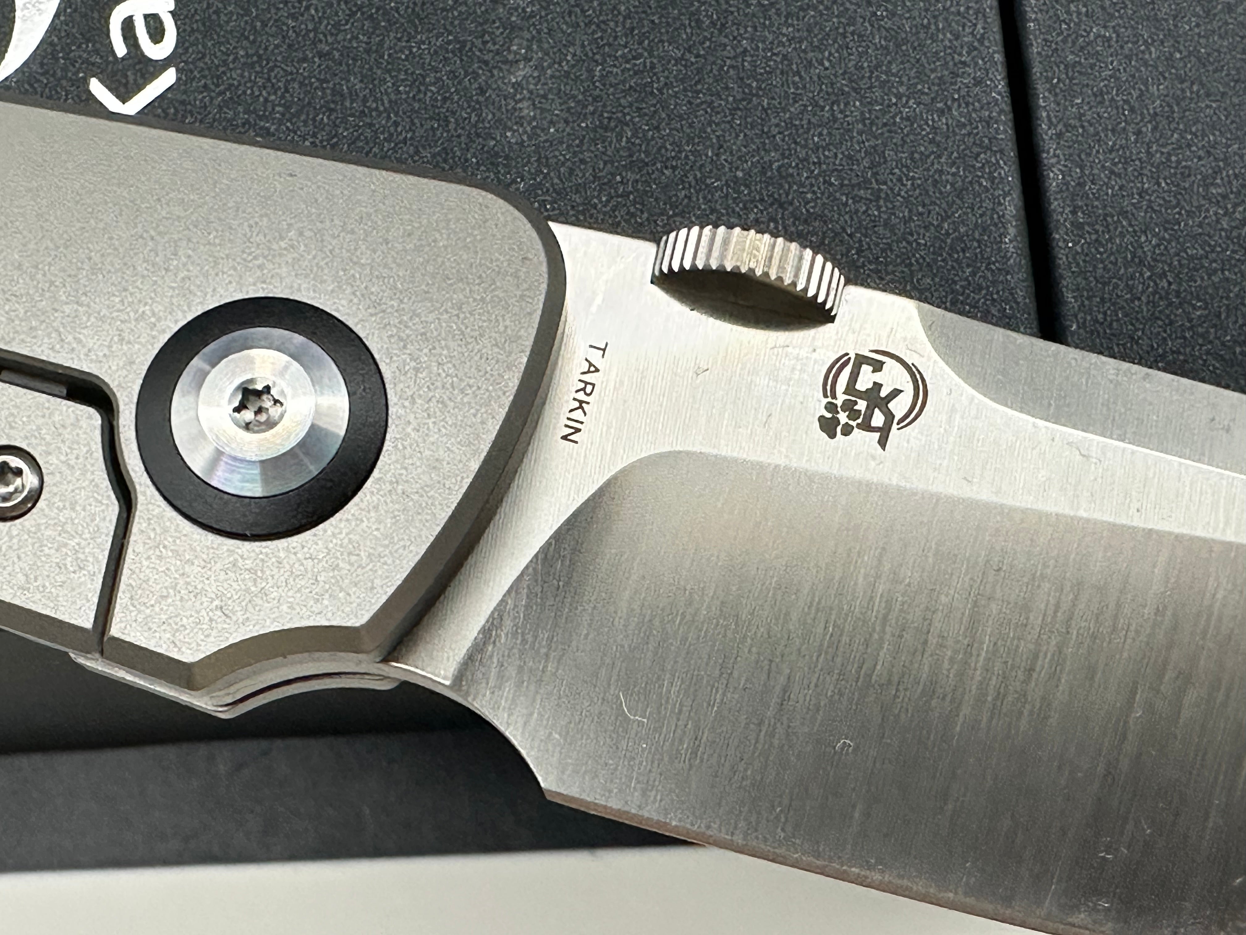 Kansept Knives Matthew Christensen Tarkin Frame Lock Front Flipper 3.36" CPM-20CV Modified Tanto Blade Titanium Handles