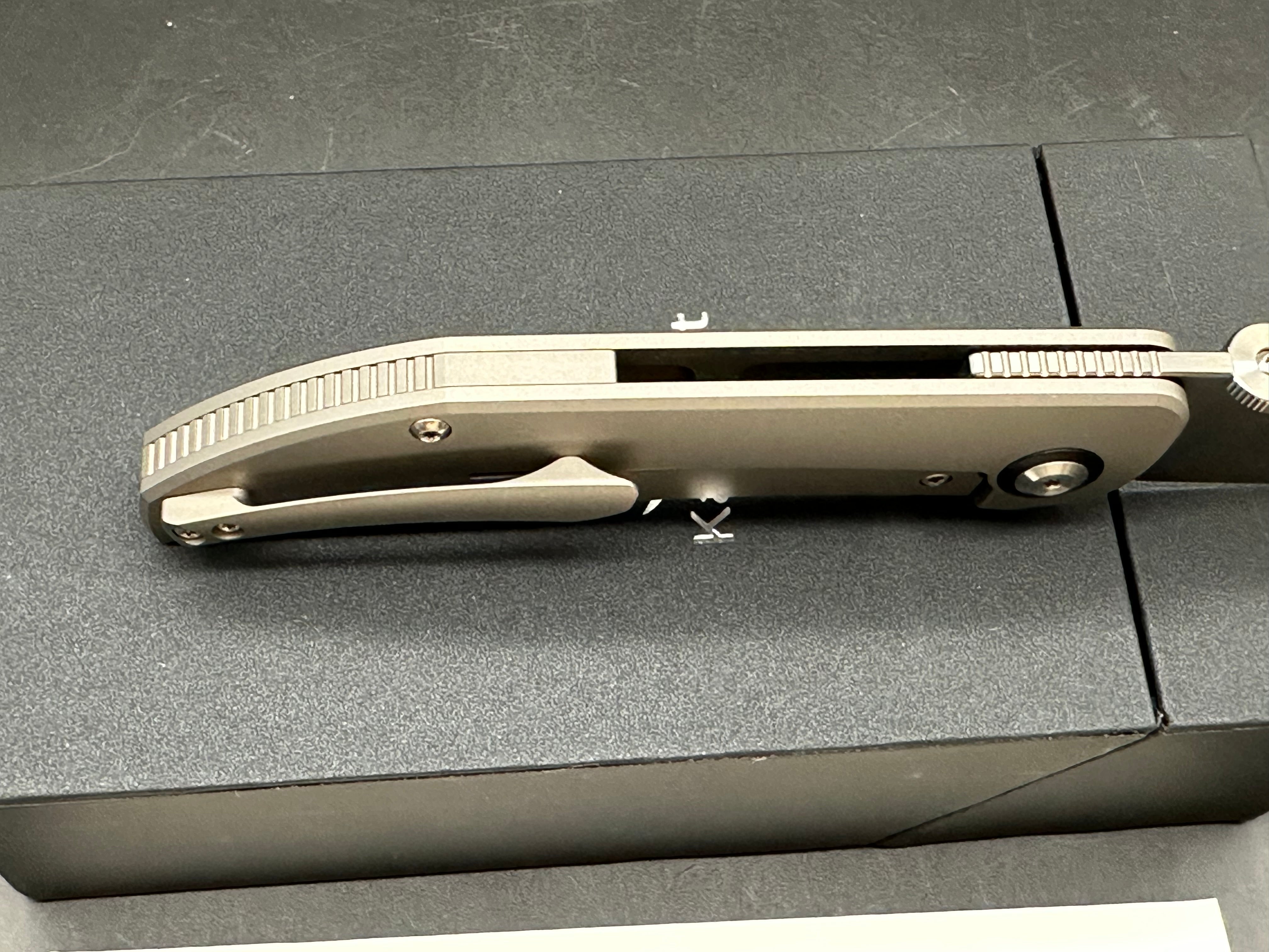 Kansept Knives Matthew Christensen Tarkin Frame Lock Front Flipper 3.36" CPM-20CV Modified Tanto Blade Titanium Handles
