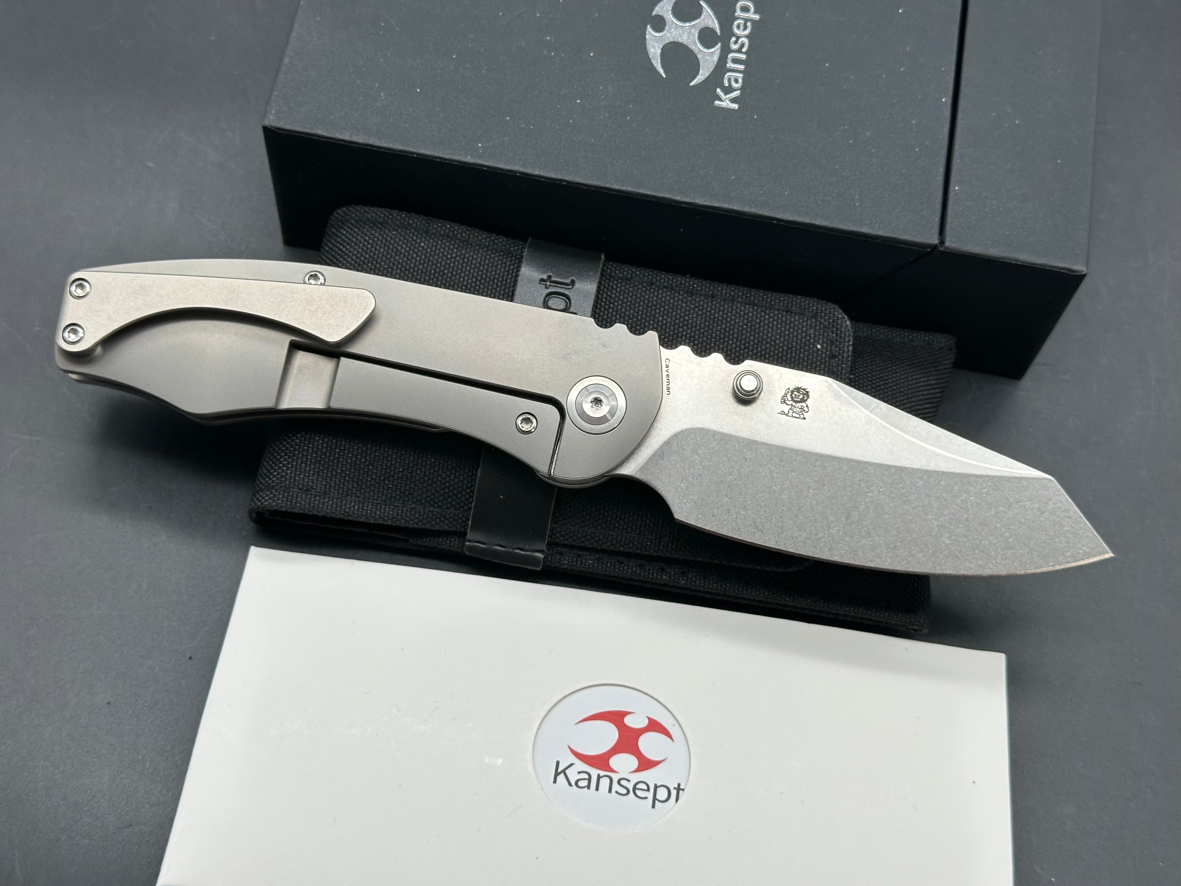 KANSEPT CAVEMAN STONEWASH TITANIUM HANDLE 20CV PLAIN EDGE