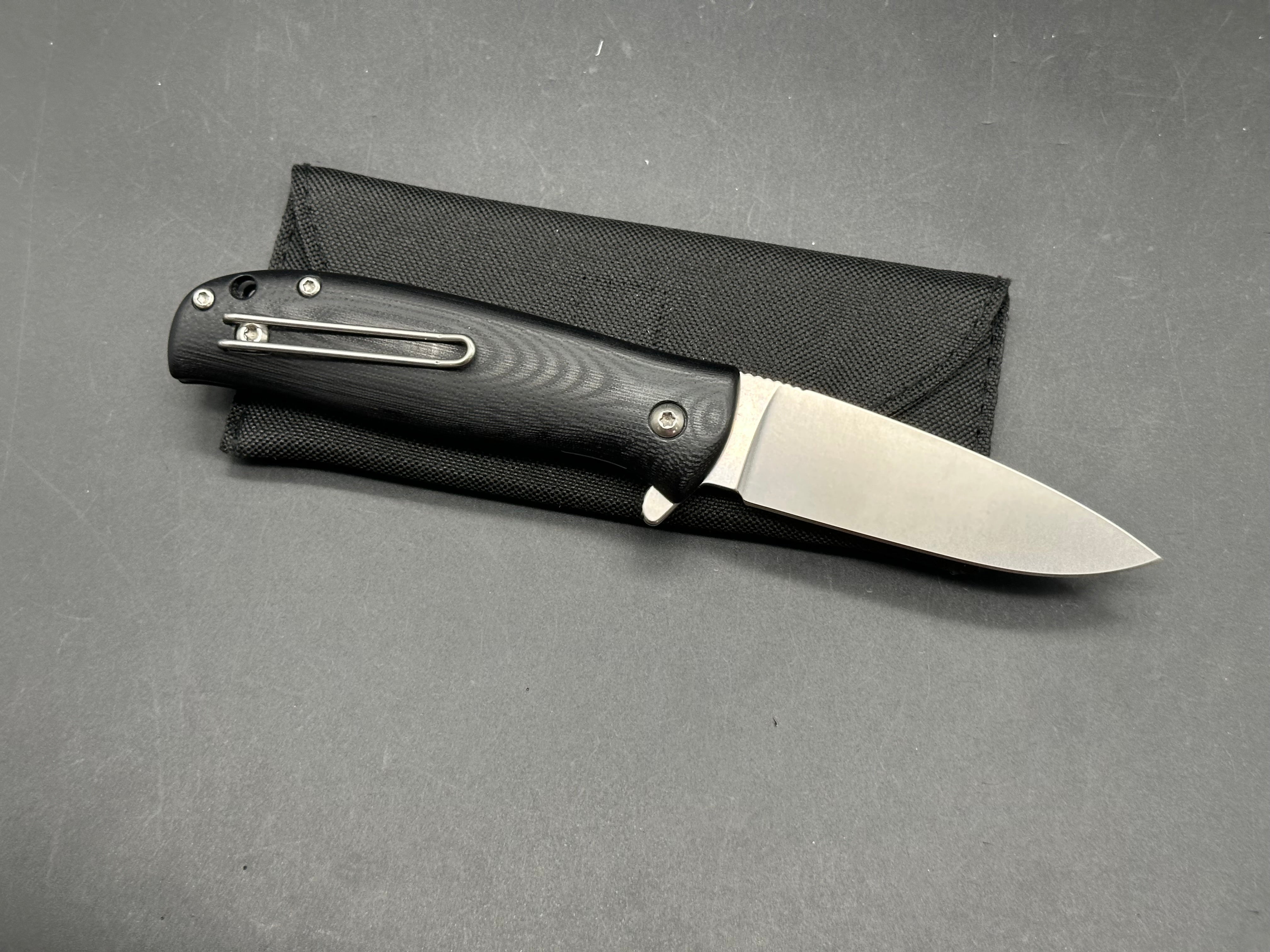 North Arm Skaha II 3.34" CPM MagnaCut Polished Stonewash Blade with Black G10 Scales