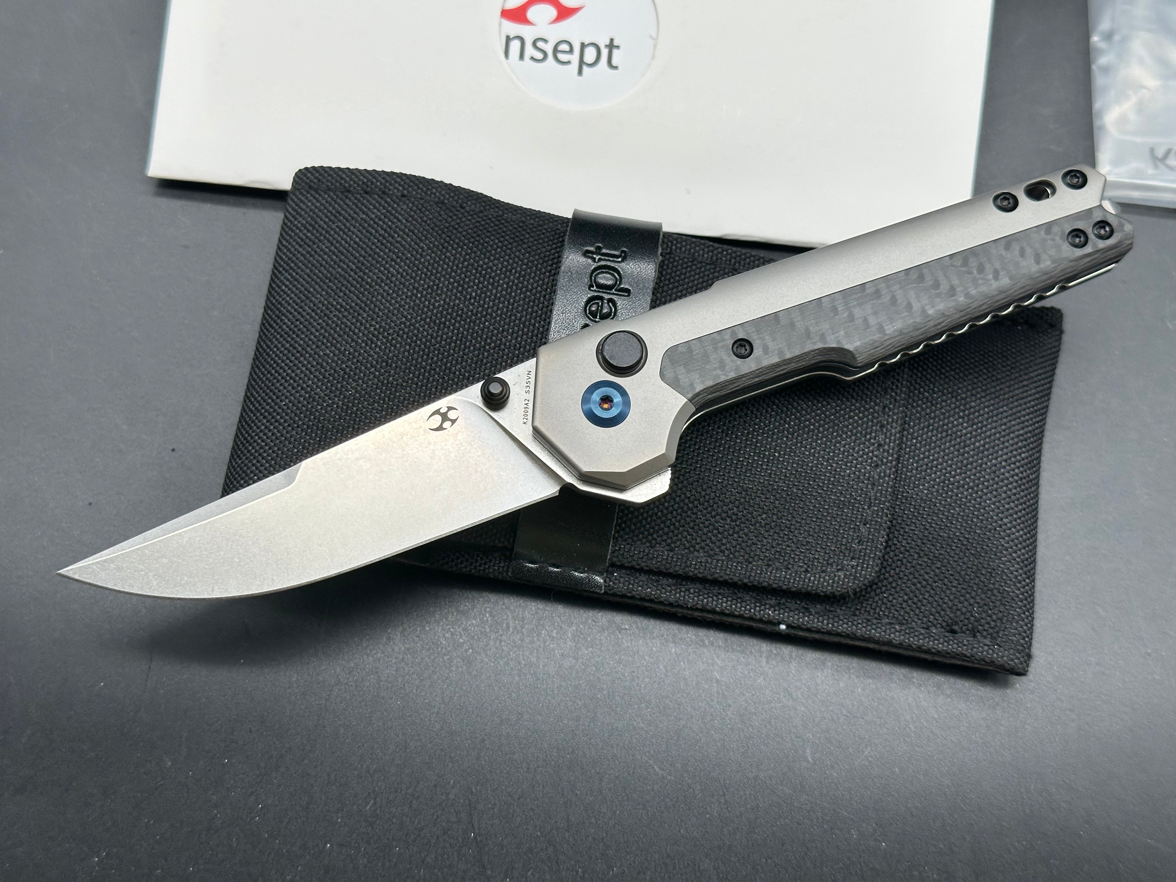 Kansept EDC Tac - Gray Ti / Twill CF (3.1" S35VN)