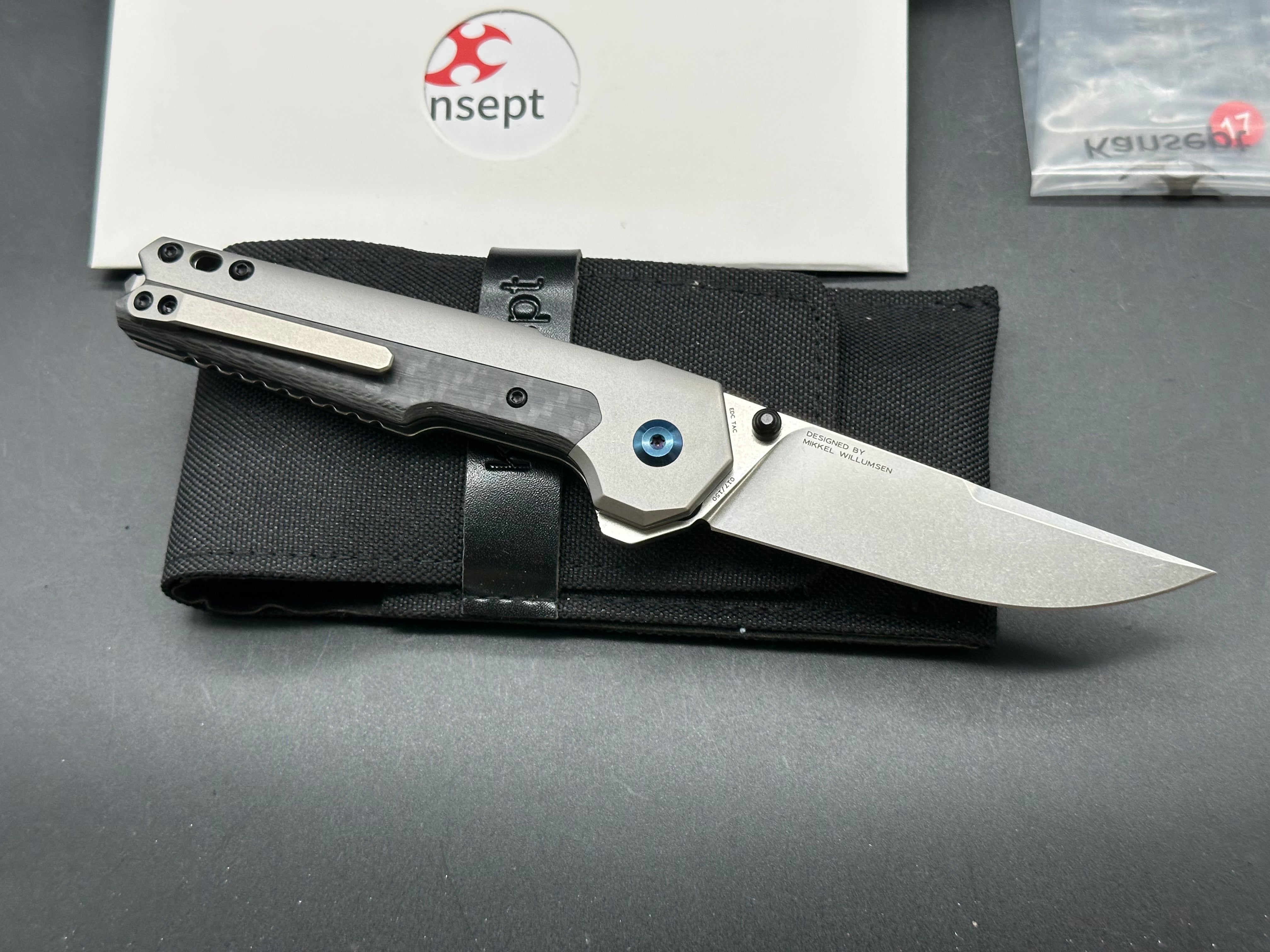 Kansept EDC Tac - Gray Ti / Twill CF (3.1" S35VN)