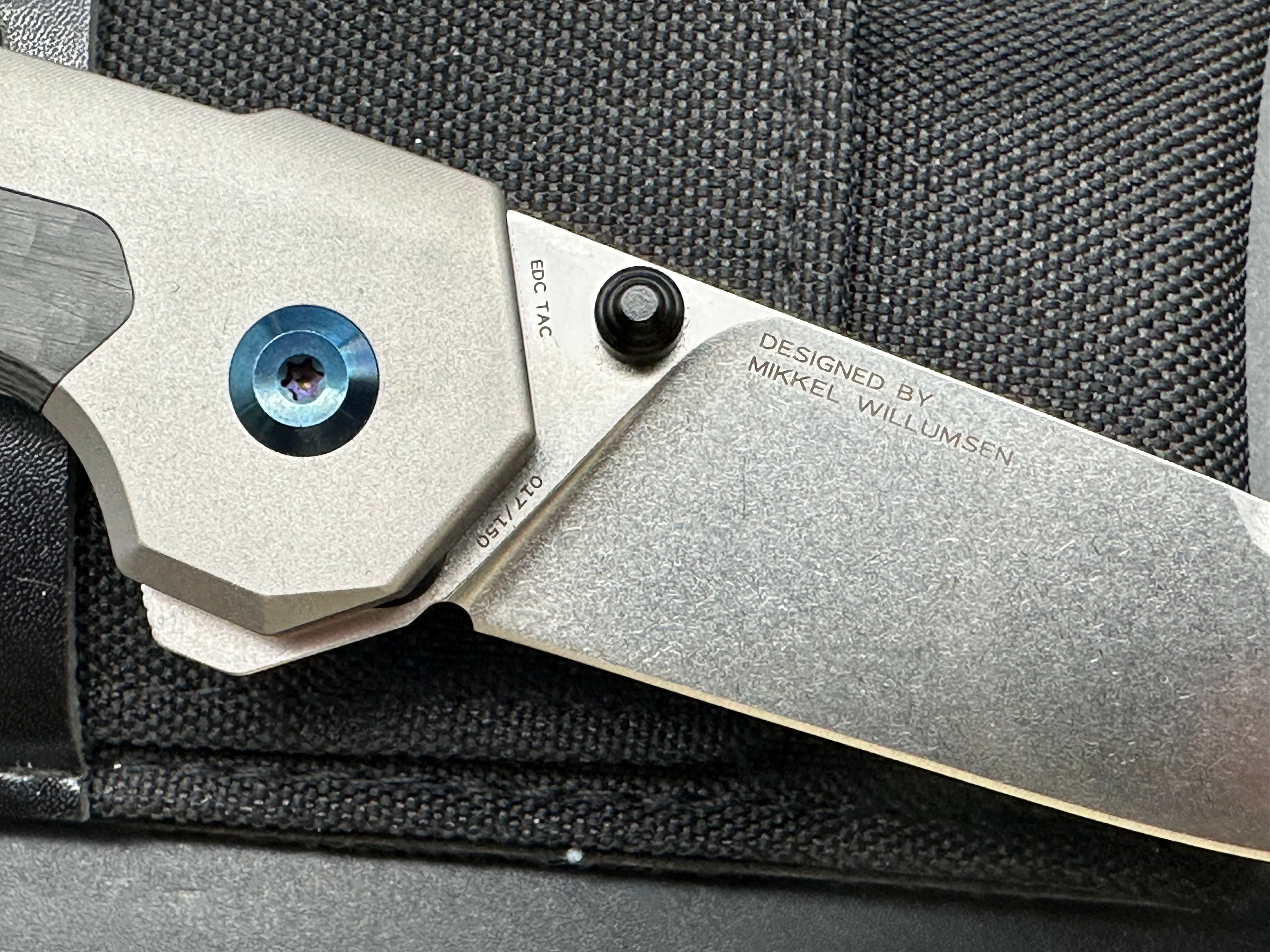 Kansept EDC Tac - Gray Ti / Twill CF (3.1" S35VN)