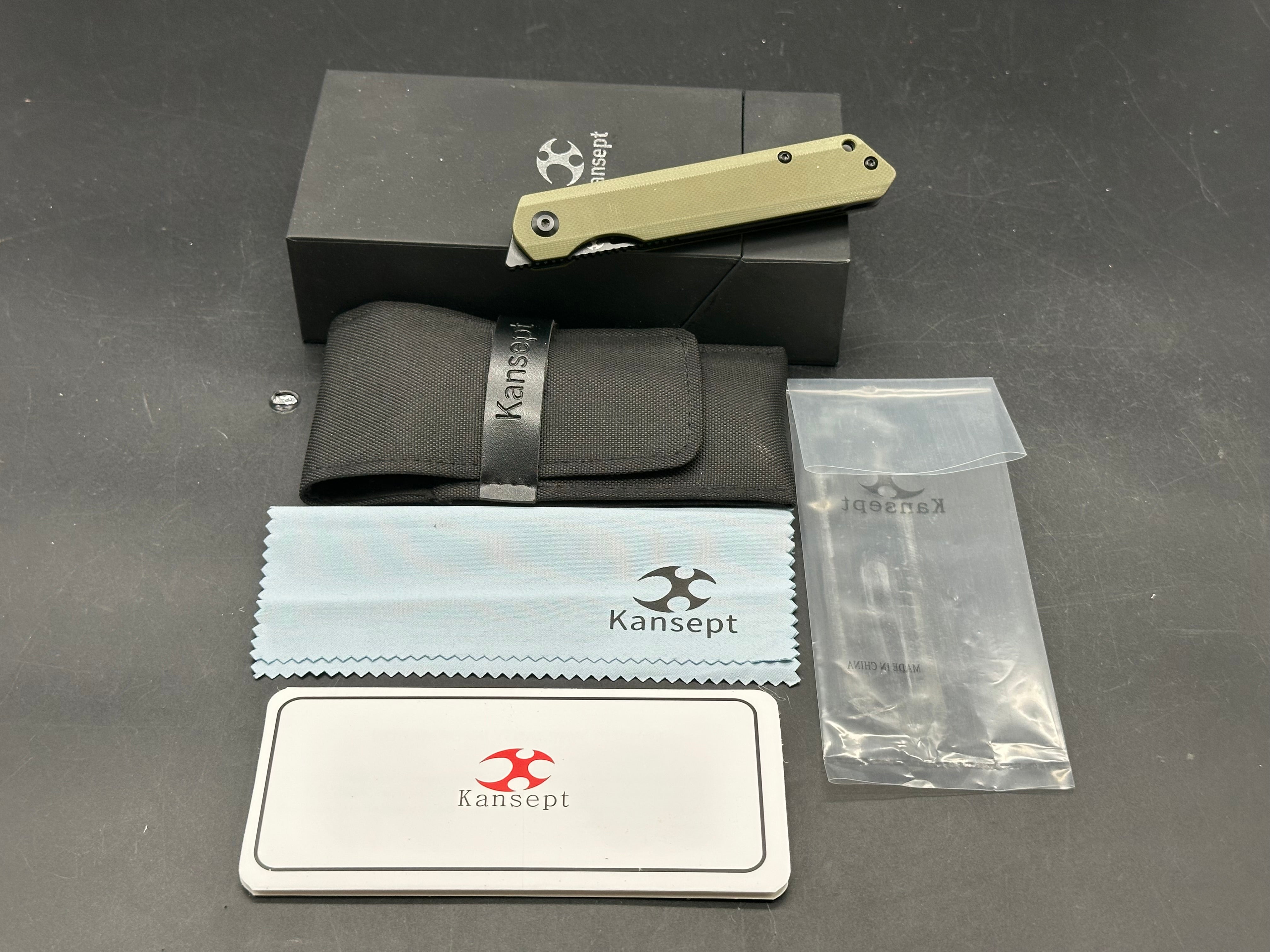 KANSEPT Prickle Flipper Knife Green G10 Handle (3.53''154CM Blade) Max Tkachuk Design