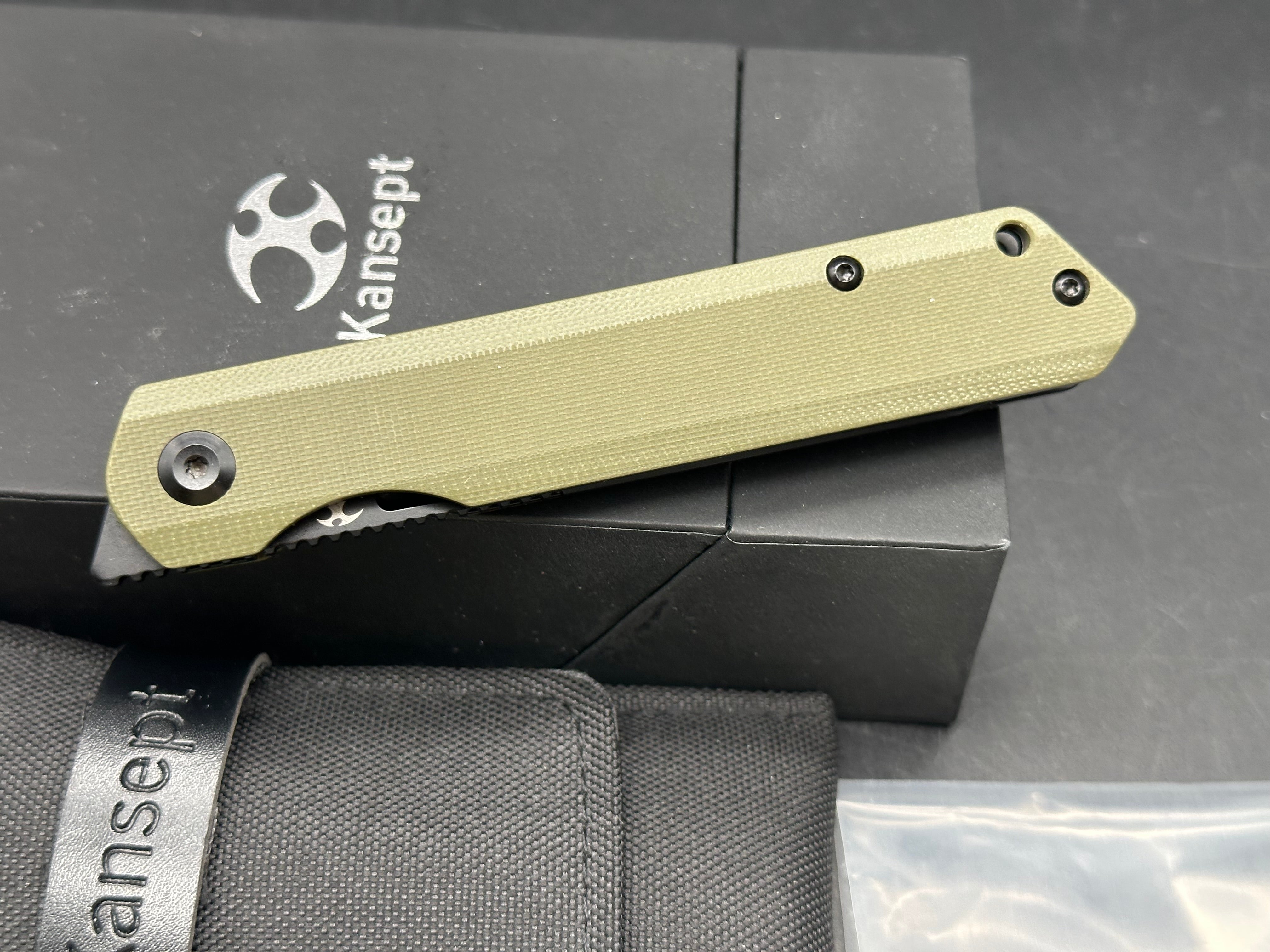 KANSEPT Prickle Flipper Knife Green G10 Handle (3.53''154CM Blade) Max Tkachuk Design