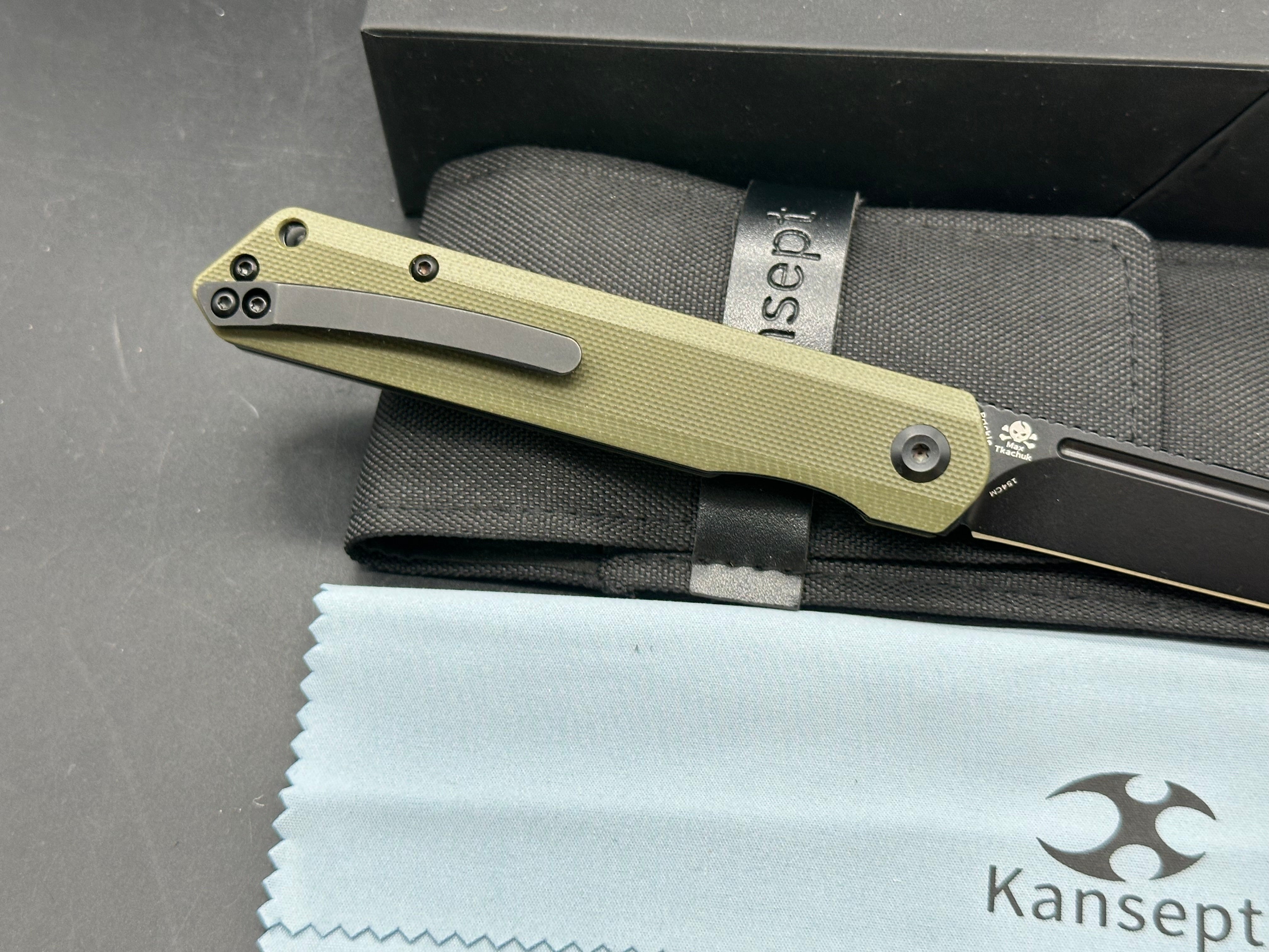 KANSEPT Prickle Flipper Knife Green G10 Handle (3.53''154CM Blade) Max Tkachuk Design
