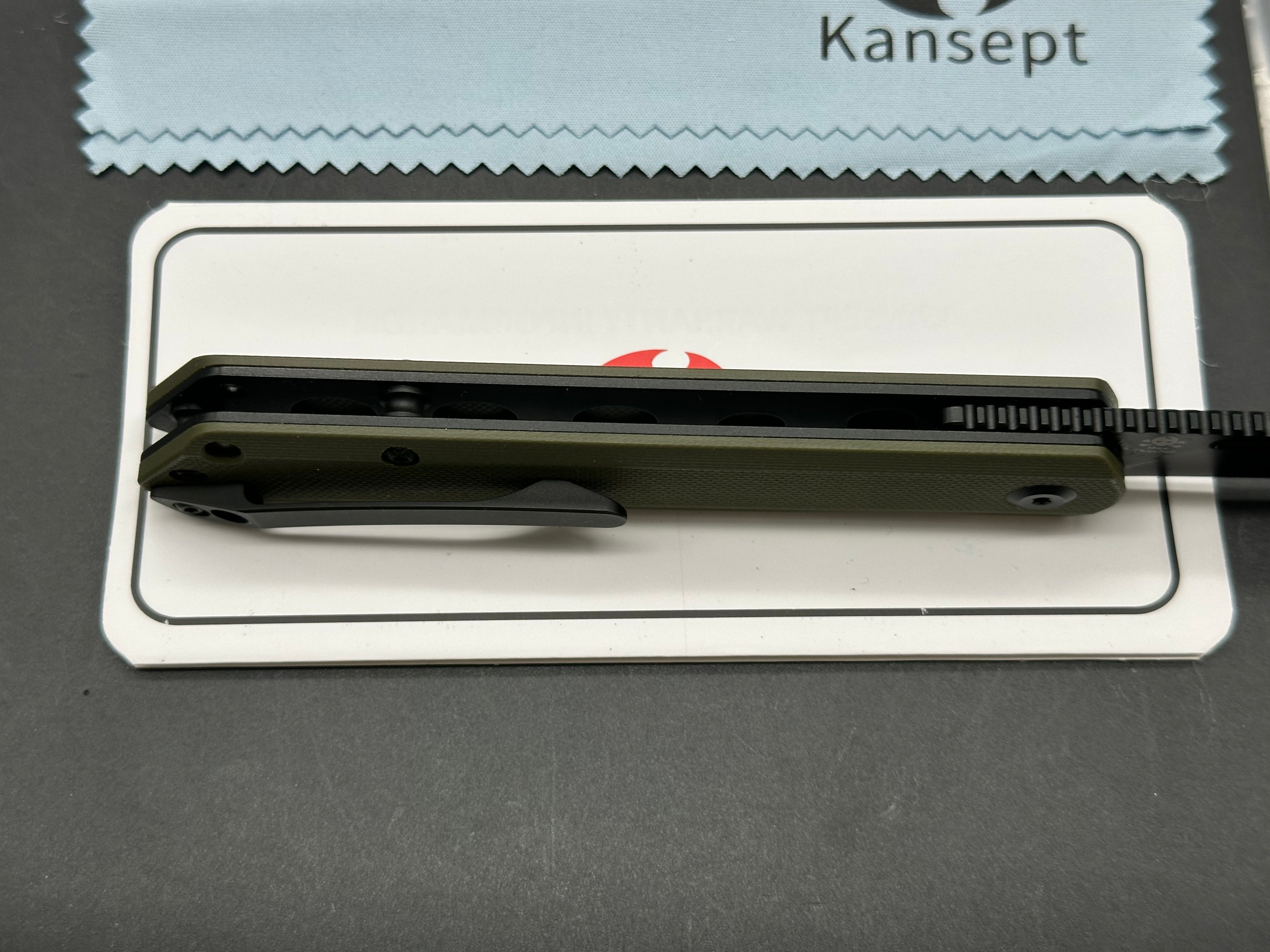 KANSEPT Prickle Flipper Knife Green G10 Handle (3.53''154CM Blade) Max Tkachuk Design