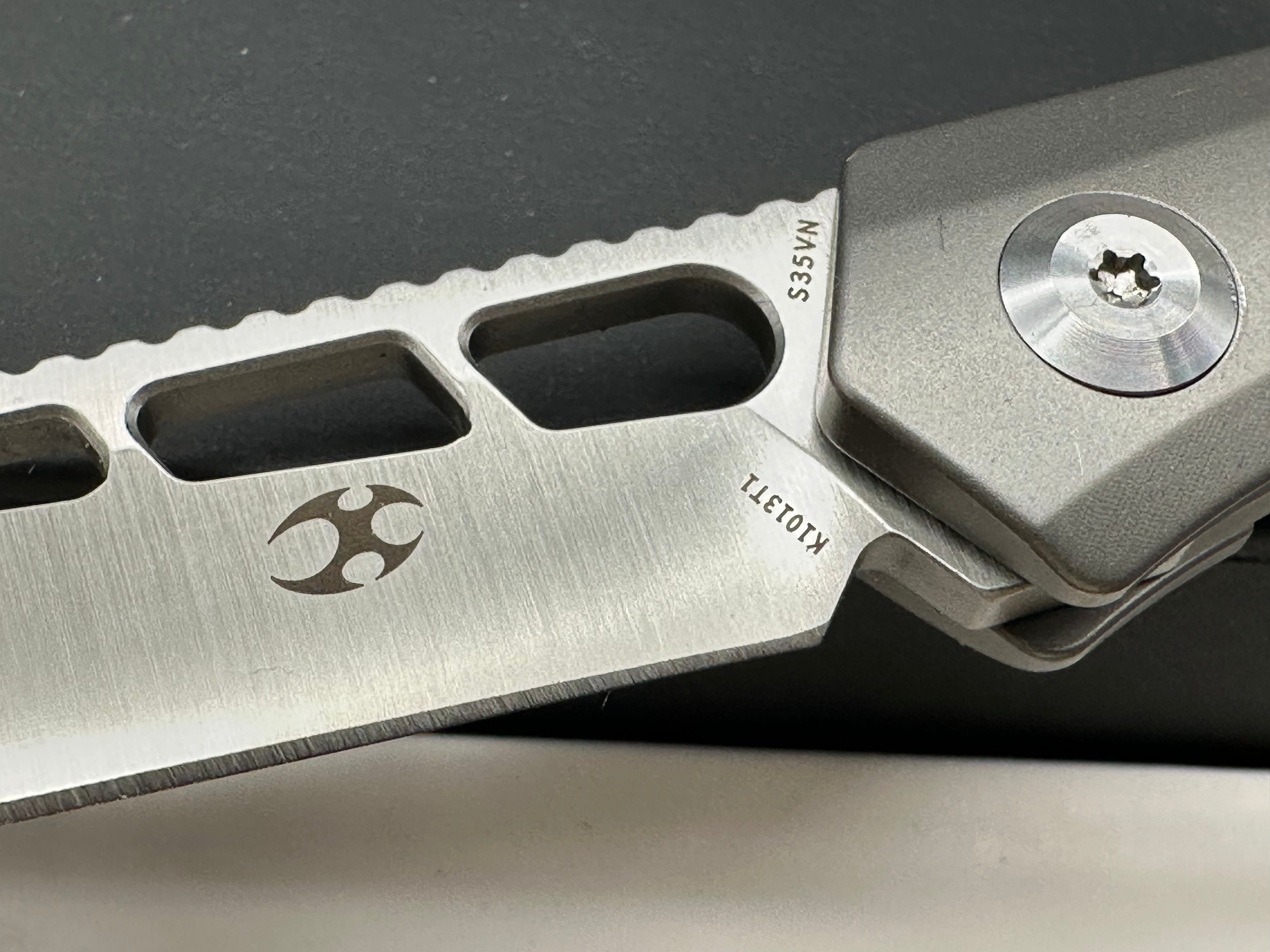 Kansept Knives Lucky Star Front Flipper 3.54" CPM-S35VN Satin Tanto Blade, Titanium Handles, Frame Lock