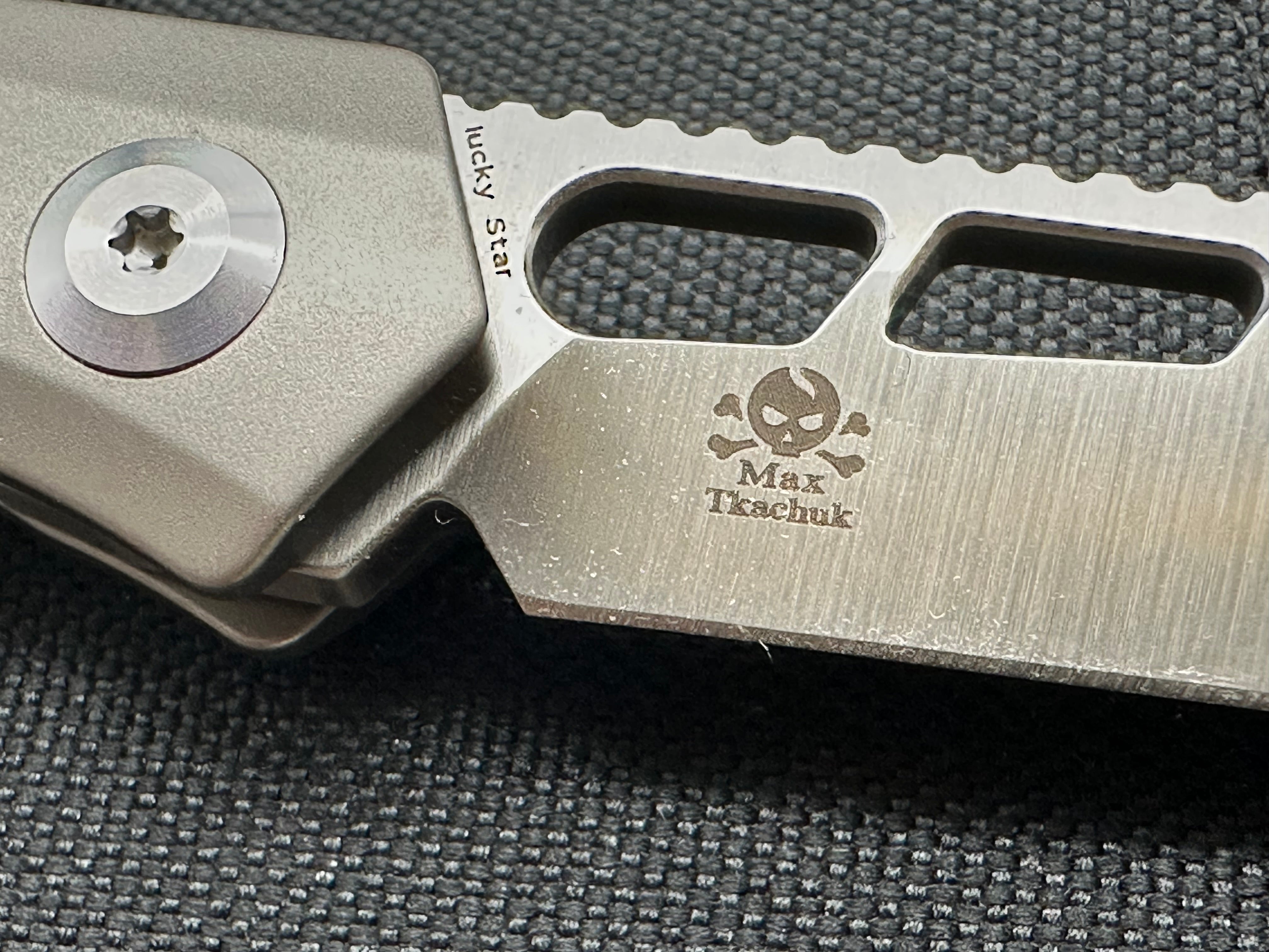 Kansept Knives Lucky Star Front Flipper 3.54" CPM-S35VN Satin Tanto Blade, Titanium Handles, Frame Lock