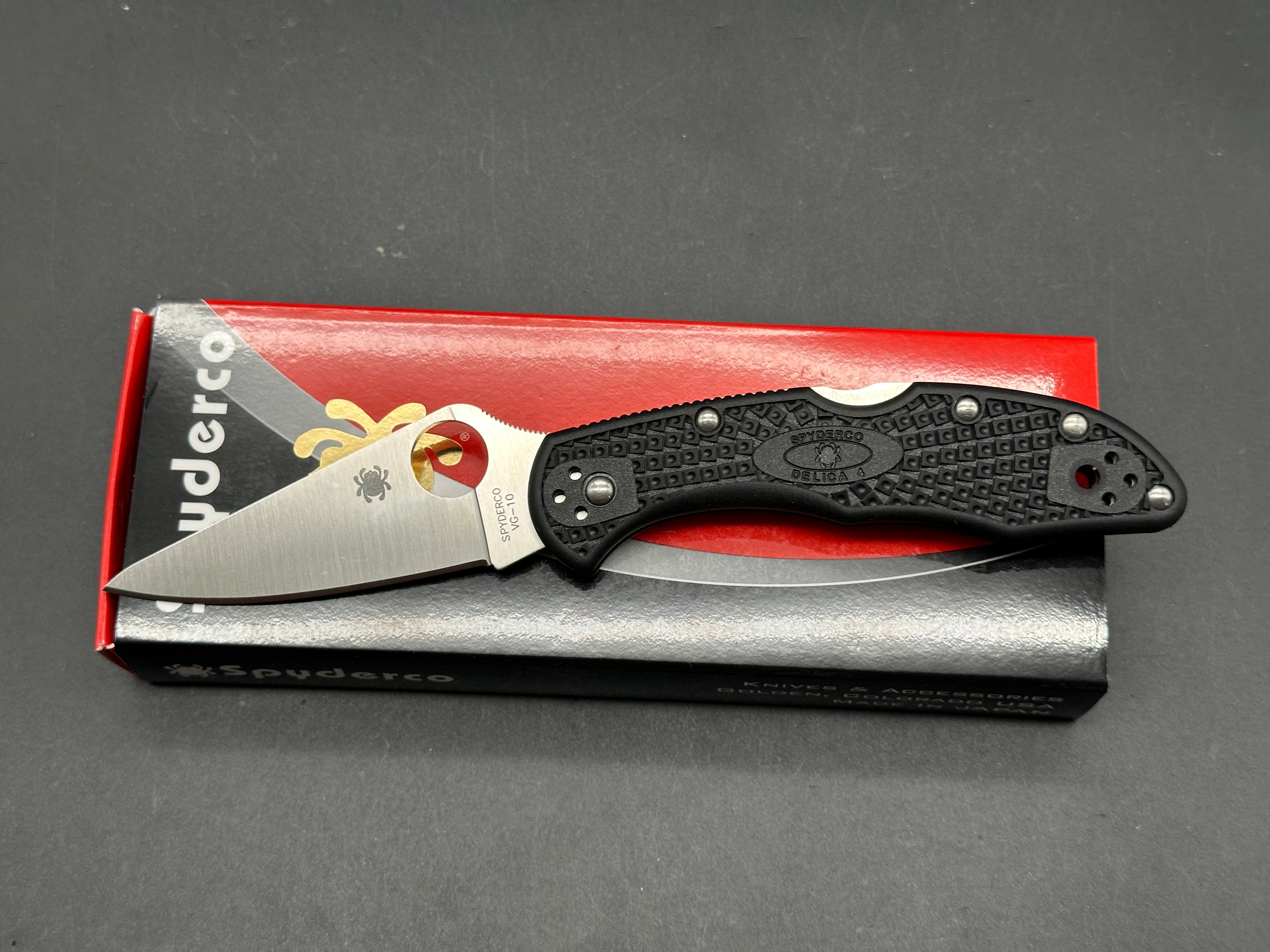 Spyderco Delica 4 2.875" VG-10 Satin Blade with Black FRN Scales