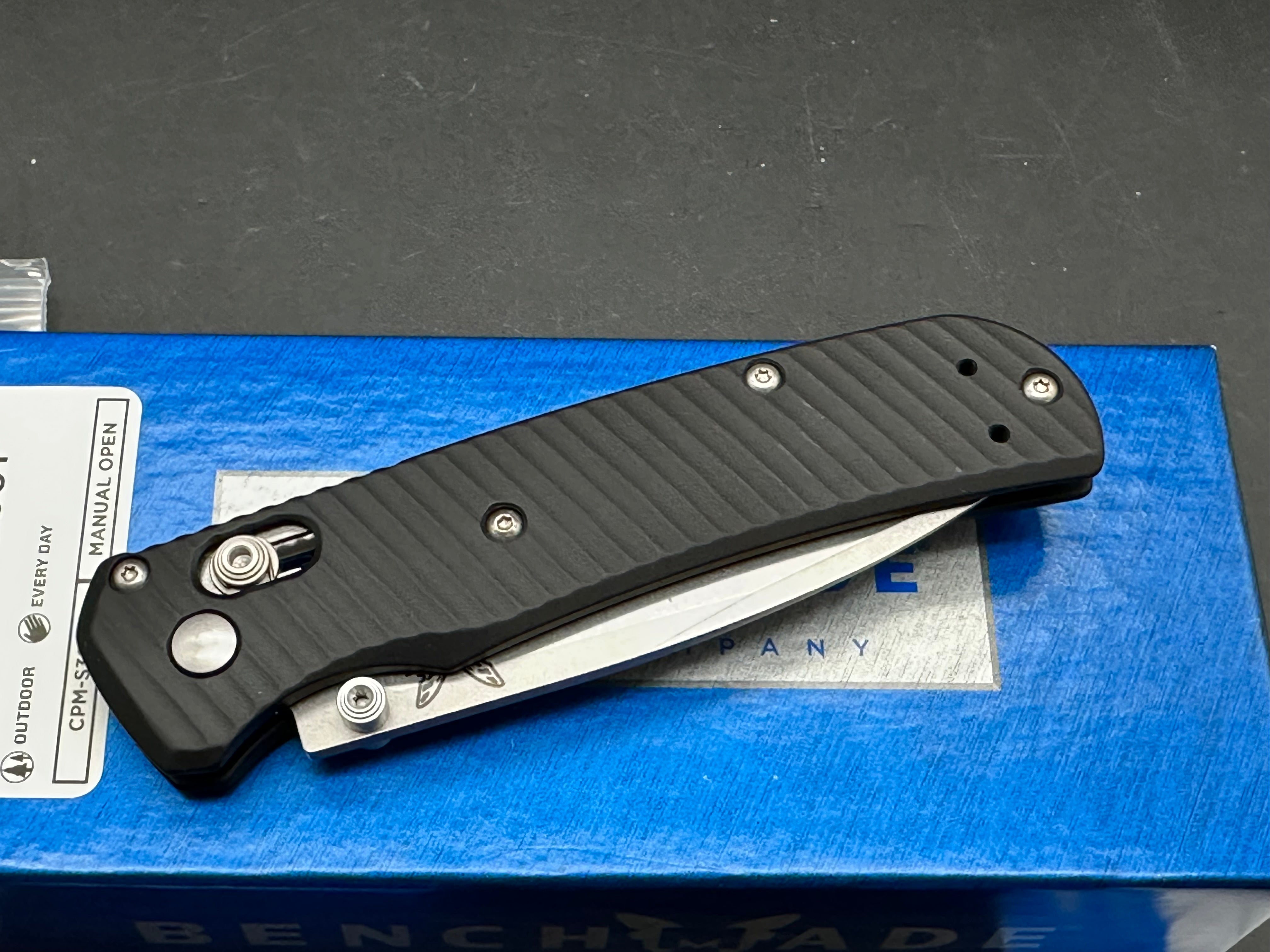 Benchmade Bugout-Custom, 3.24" CPM S30V Stonewash Blade with AWT Black Anodized Aluminum Scales