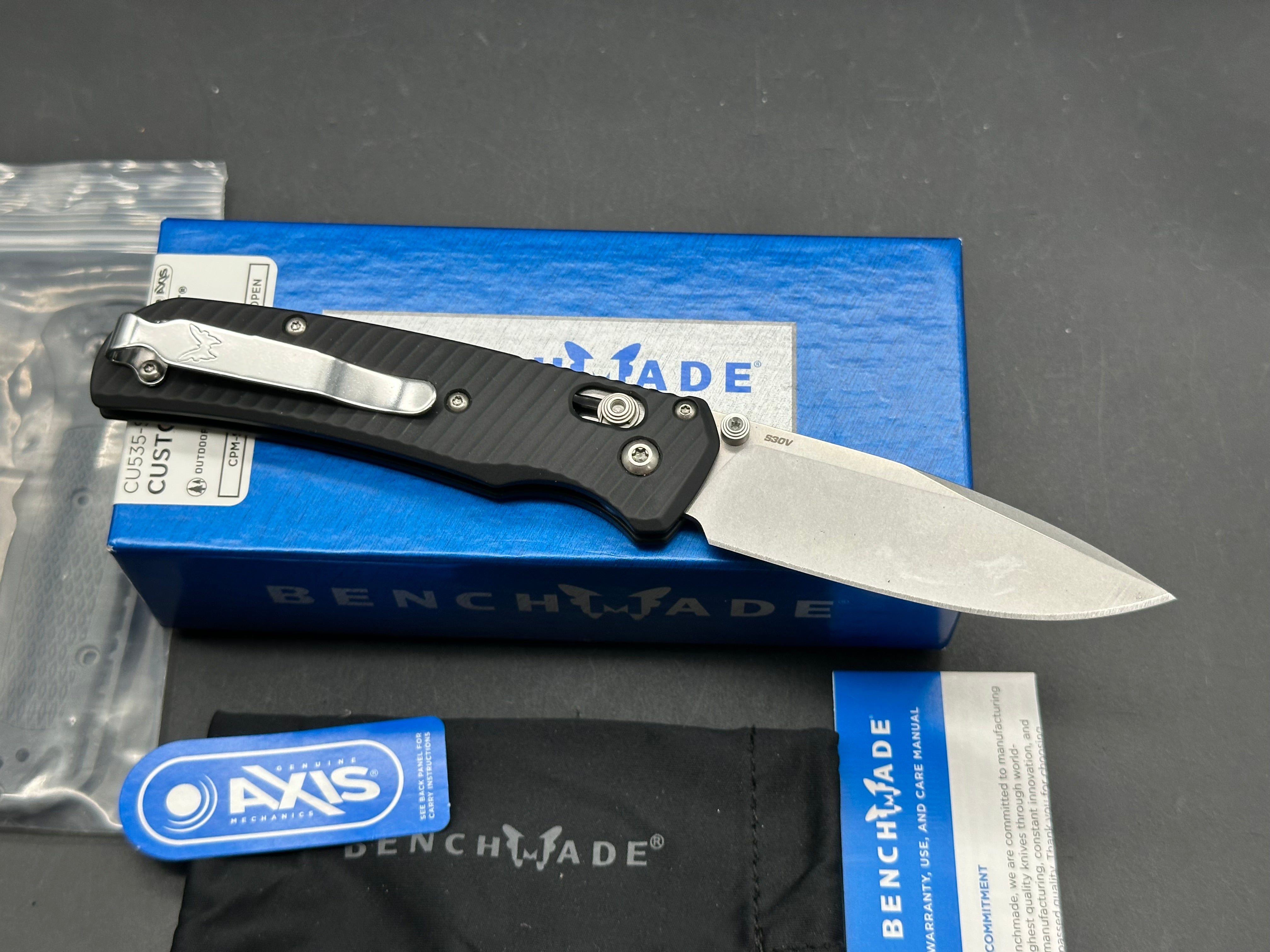 Benchmade Bugout-Custom, 3.24" CPM S30V Stonewash Blade with AWT Black Anodized Aluminum Scales