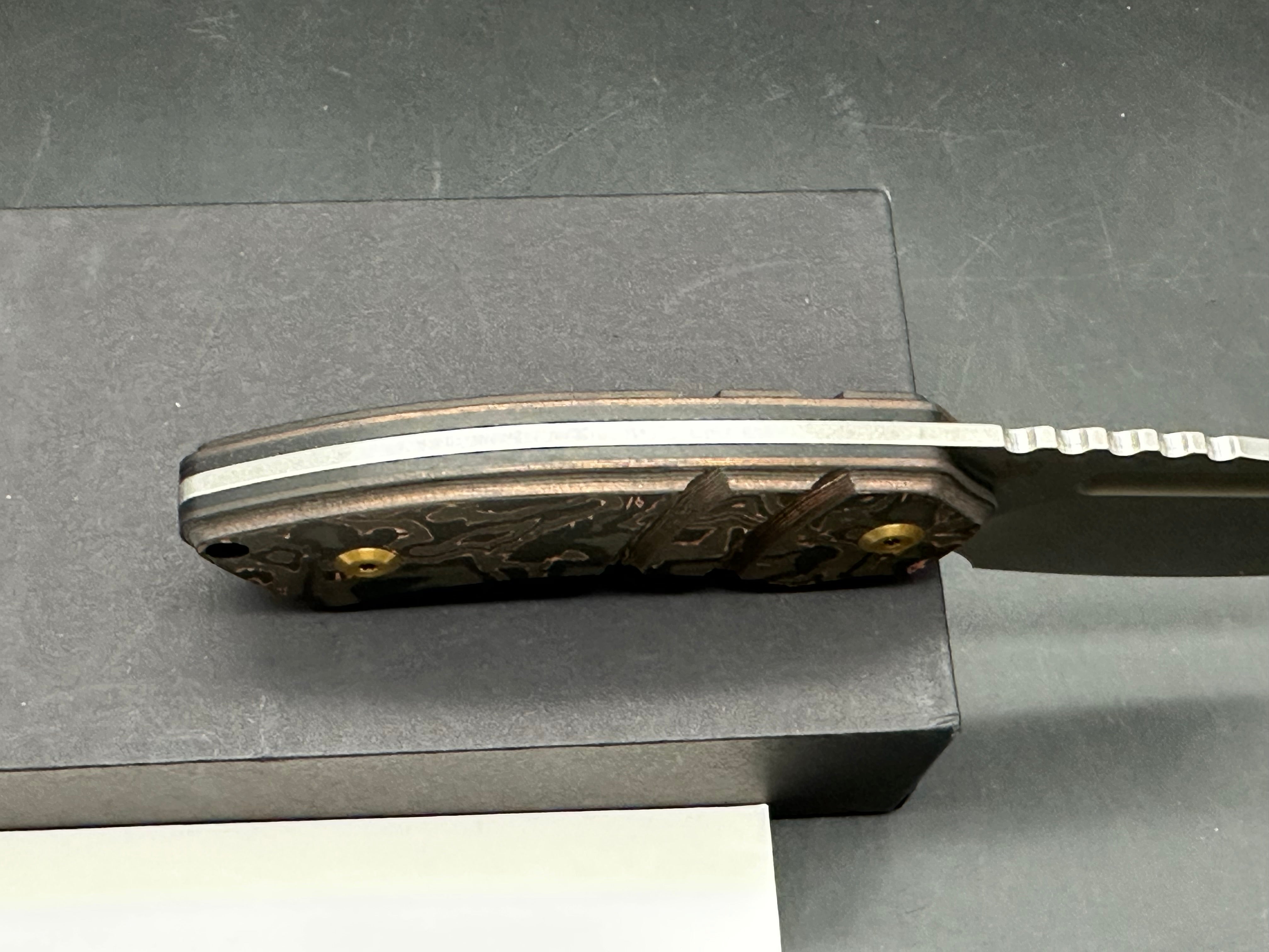 KANSEPT Korvid S Fixed Blade Copper Carbon Fiber + Kydex Sheath Handle (2.9" CPM-S35VN Blade)