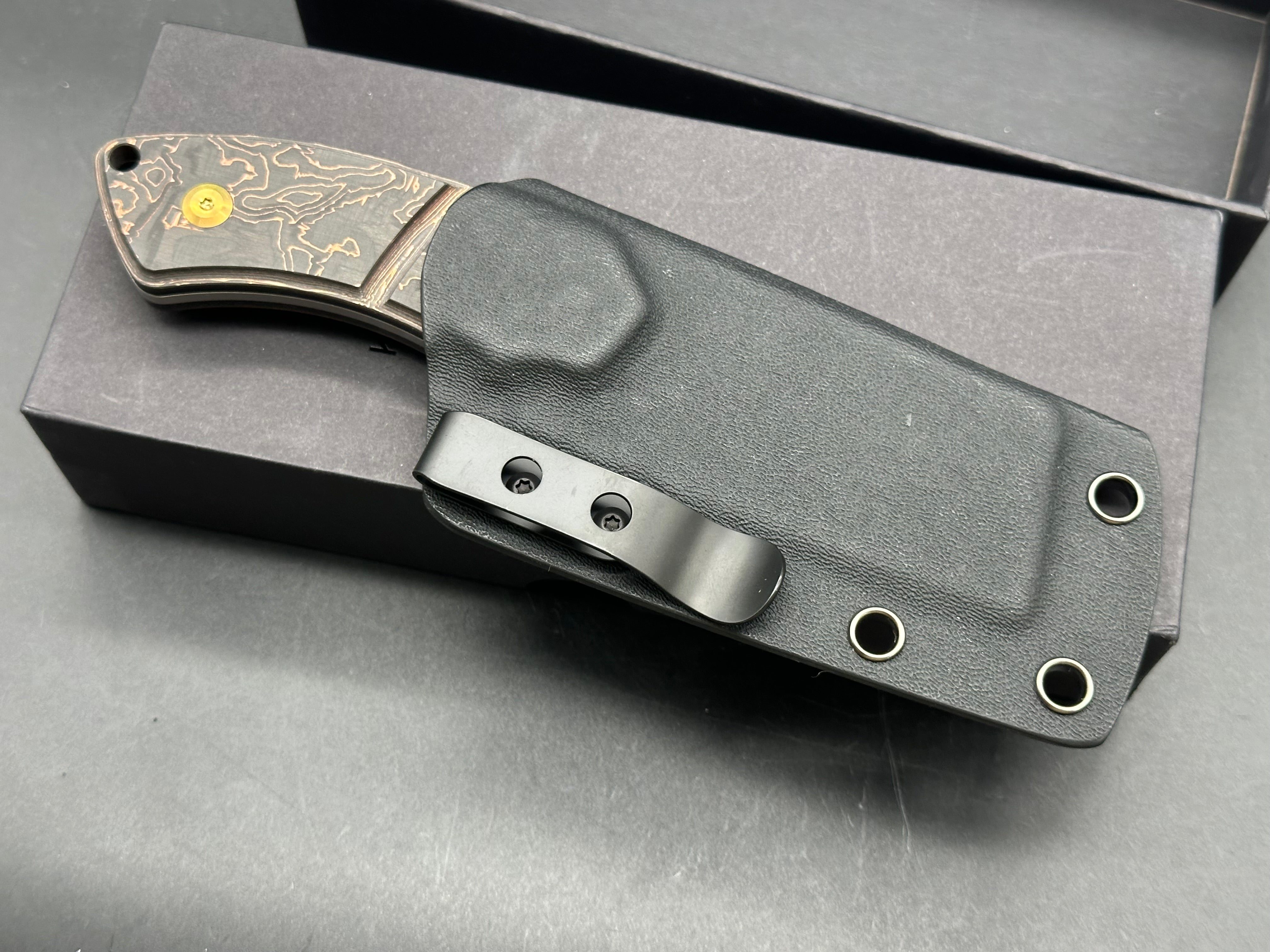 KANSEPT Korvid S Fixed Blade Copper Carbon Fiber + Kydex Sheath Handle (2.9" CPM-S35VN Blade)
