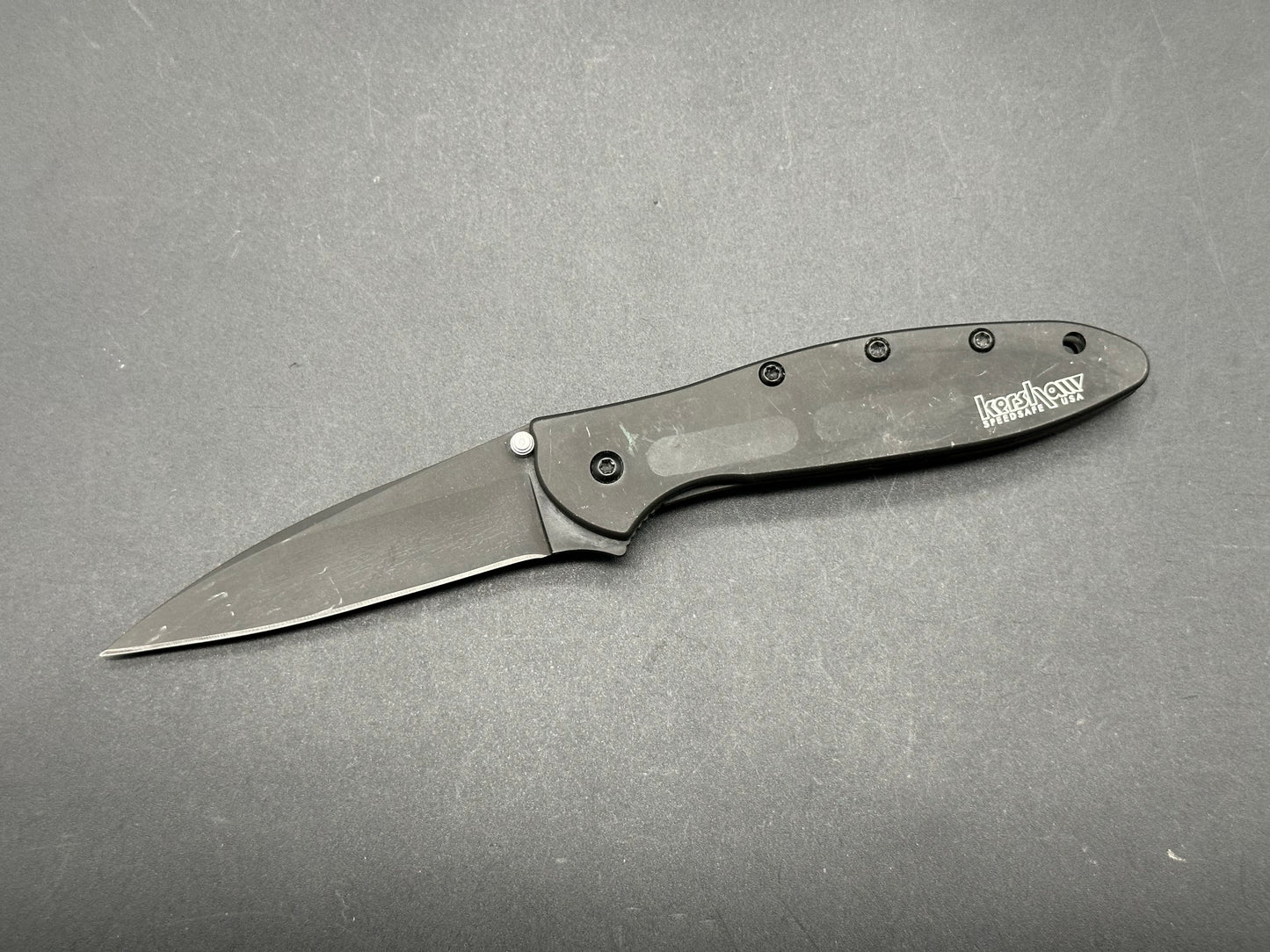 Kershaw Leek Black Aluminum Liner Lock (3" 14C28N Black blade)