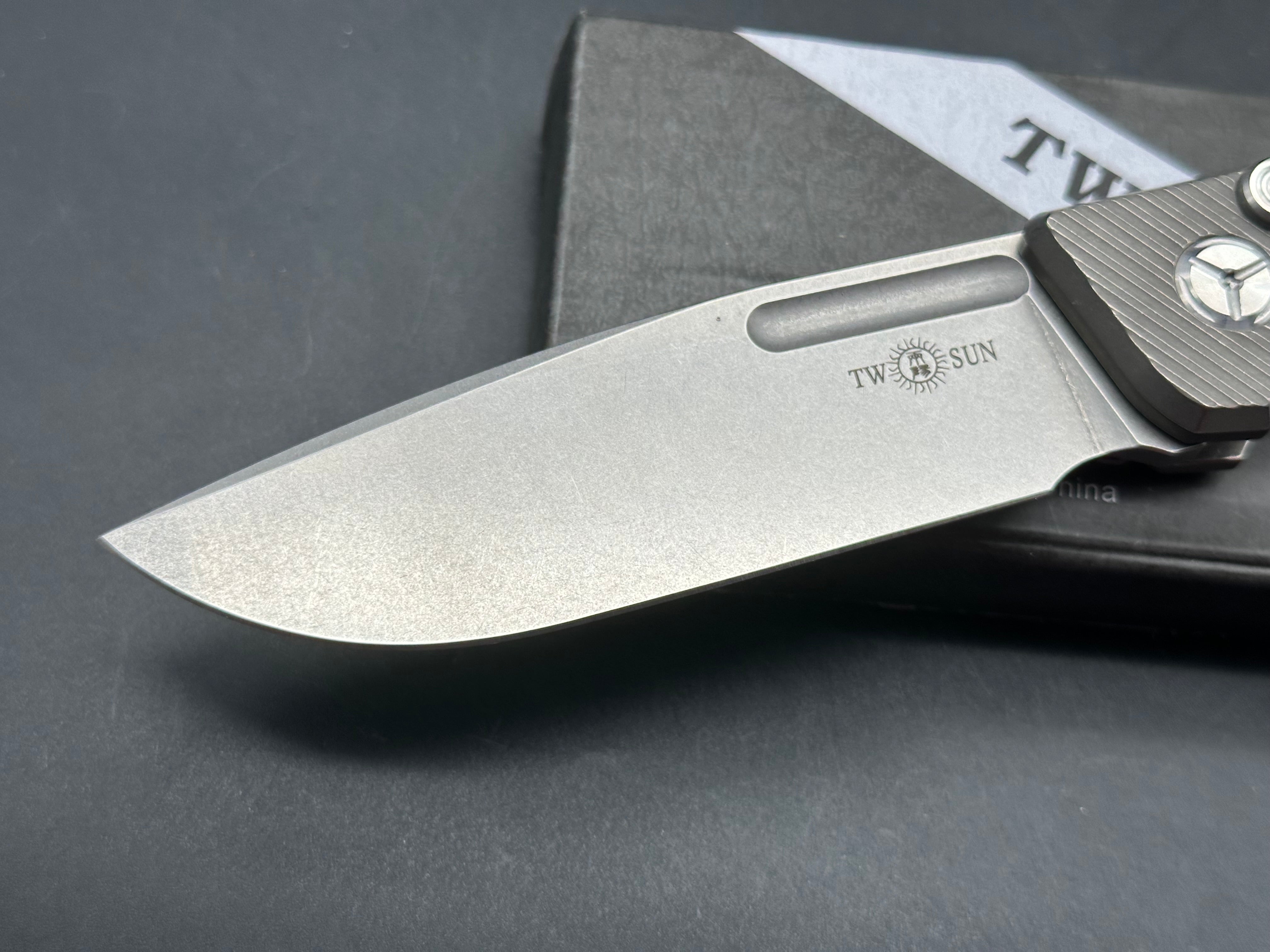 TWOSUN TS329 TITANIUM/CARBON FIBER HANDLE 14C28N PLAIN EDGE