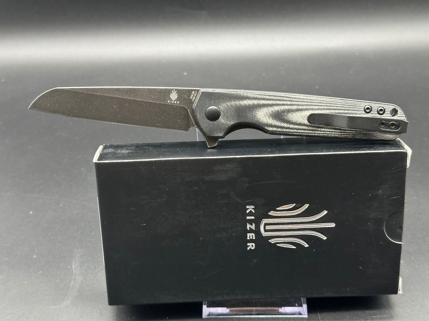 Kizer Azo LP Liner Lock Black Micarta V3610C1 (3.43" 154CM Black Stonewash)