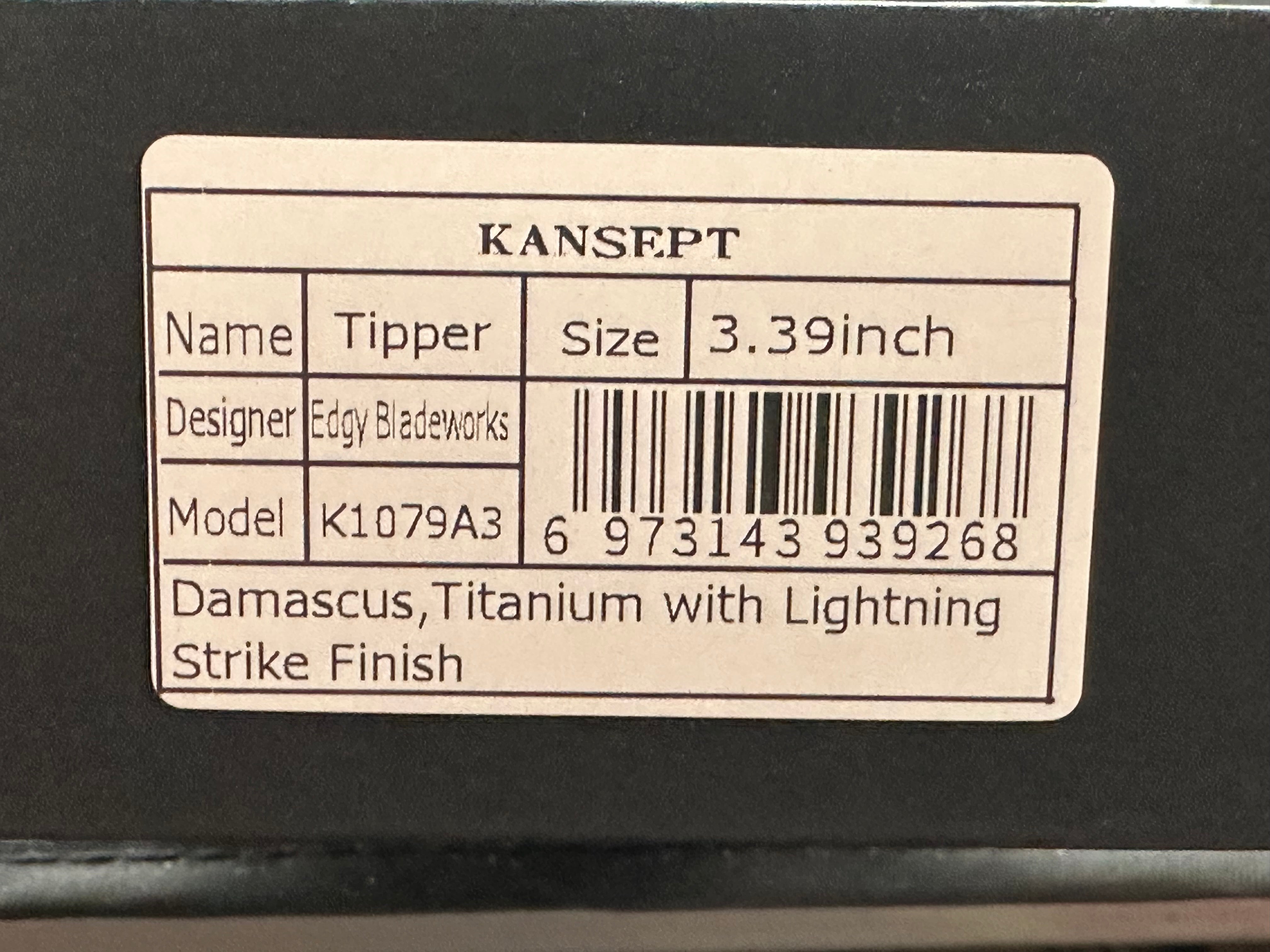 KANSEPT TIPPER FOLDING KNIFE LIGHTNING STRIKE TITANIUM HANDLE DAMASCUS BLADE
