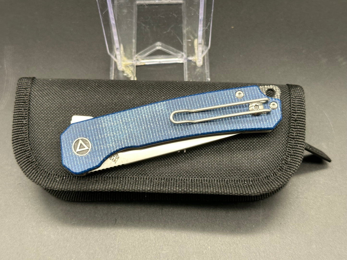 QSP Osprey Liner Lock Blue Micarta (3.25" 14C28N Satin blade)