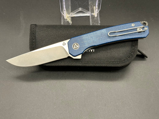 QSP Osprey Liner Lock Blue Micarta (3.25" 14C28N Satin blade)