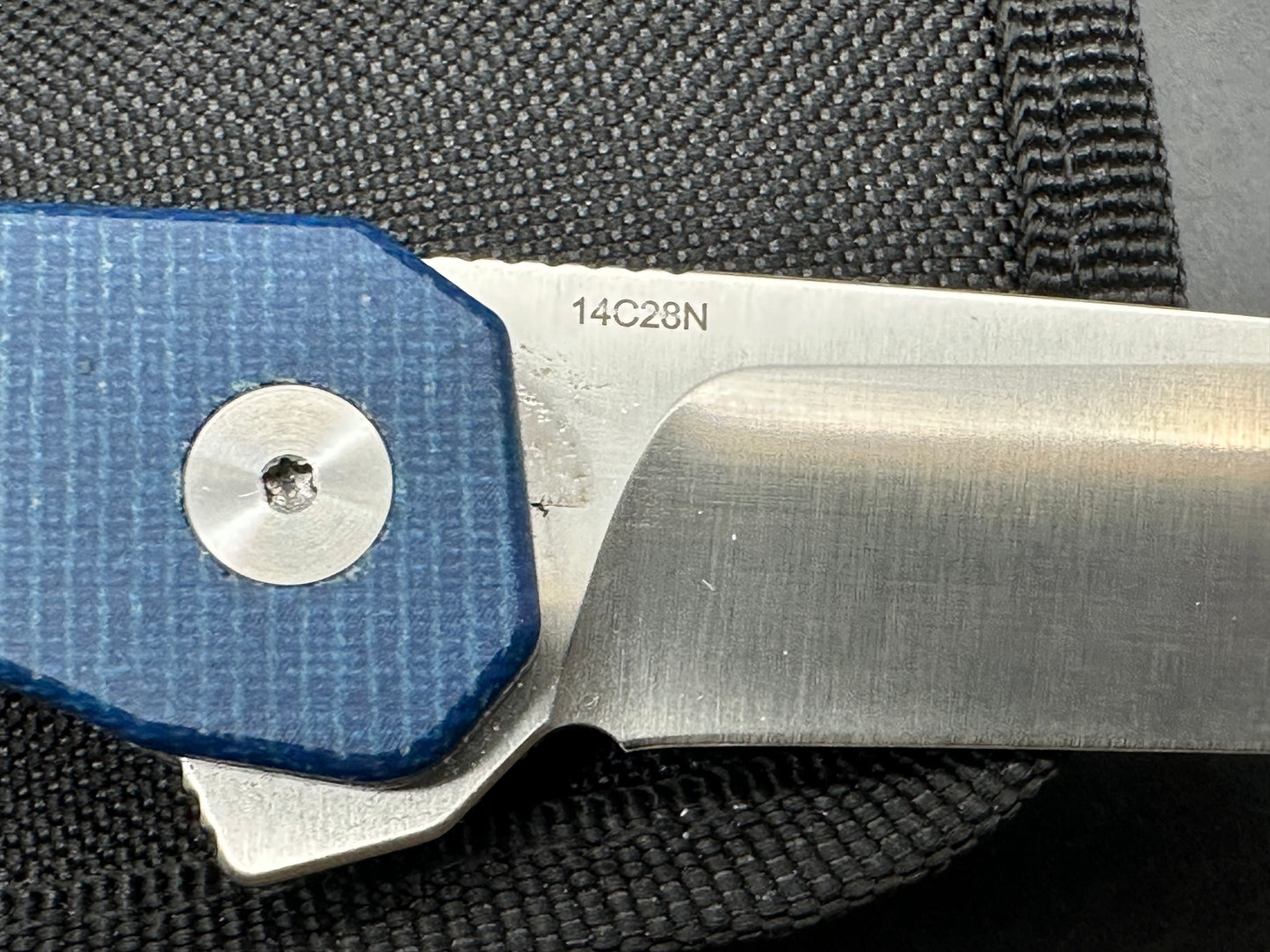 QSP Osprey Liner Lock Blue Micarta (3.25" 14C28N Satin blade)