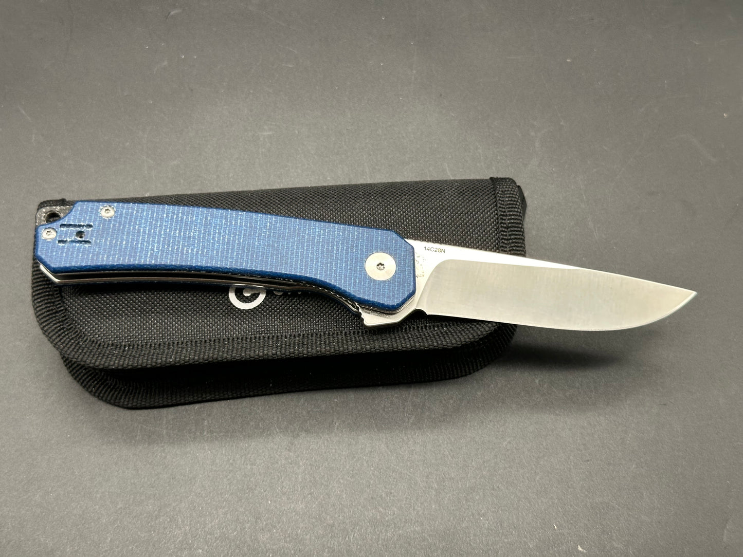 QSP Osprey Liner Lock Blue Micarta (3.25" 14C28N Satin blade)