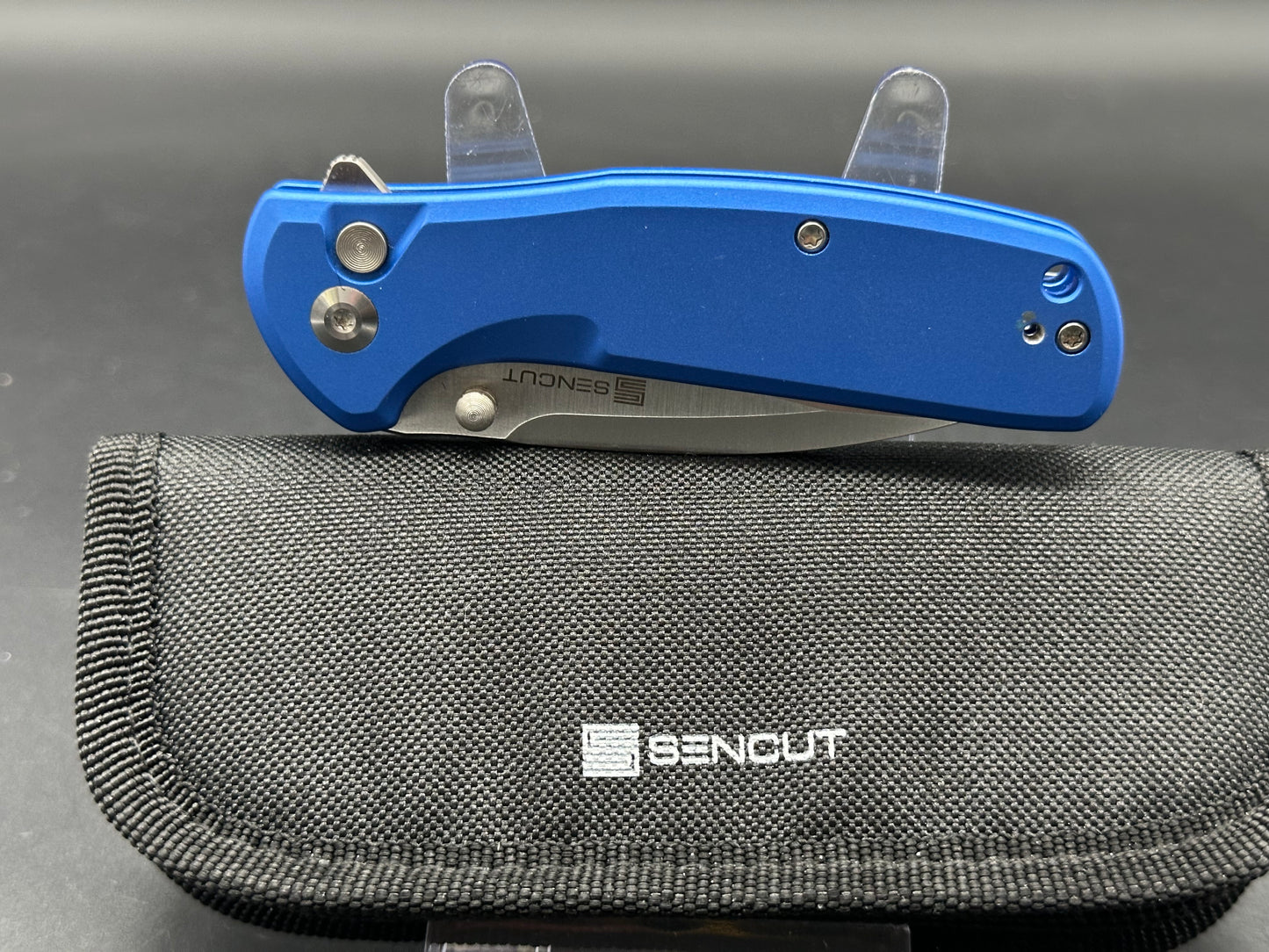 SENCUT ArcBlast Button Lock Blue Aluminum (2.98" 9Cr18MoV blade)