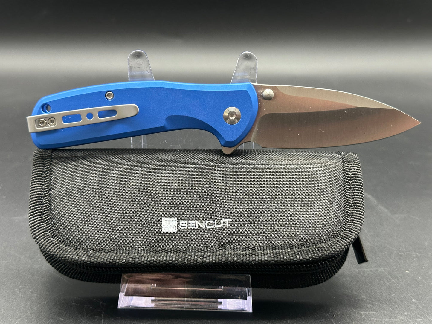 SENCUT ArcBlast Button Lock Blue Aluminum (2.98" 9Cr18MoV blade)