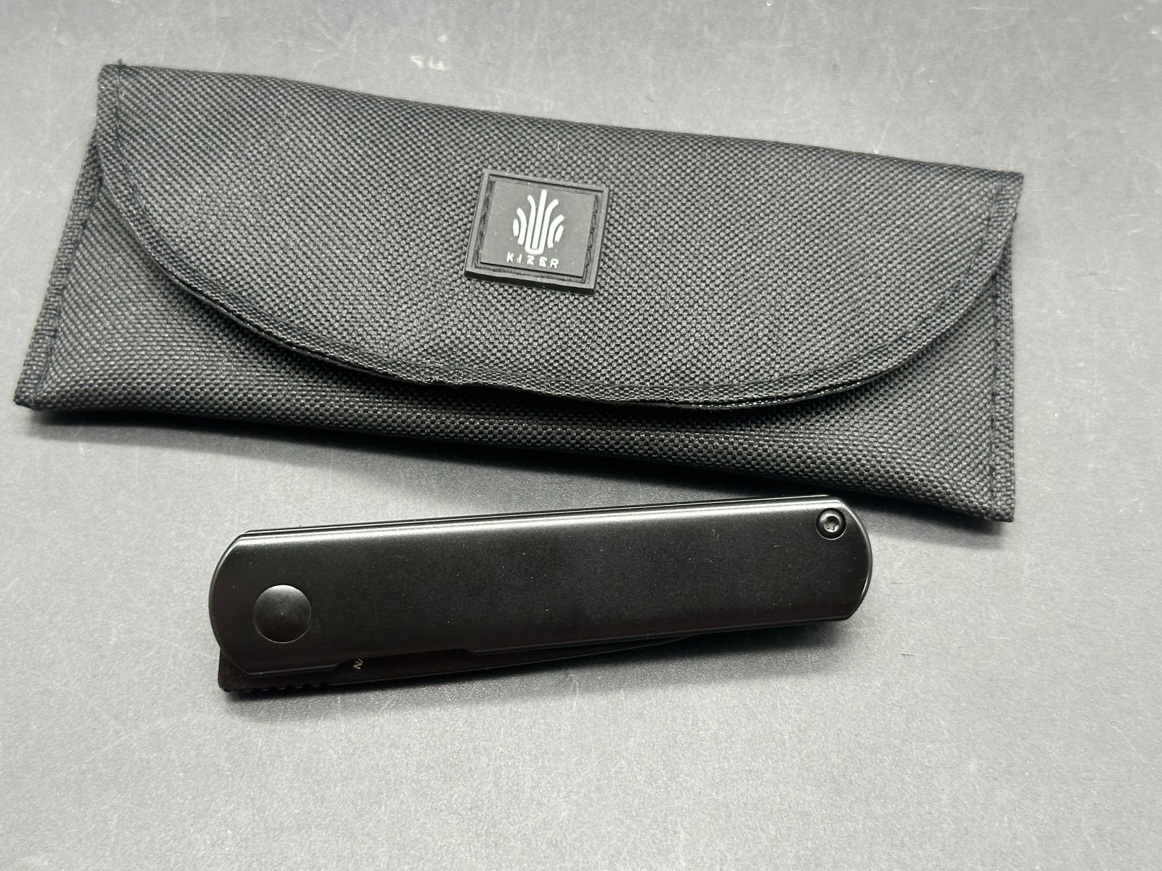 Kizer Feist Front Flipper Knife Black Titanium (2.8" Black)