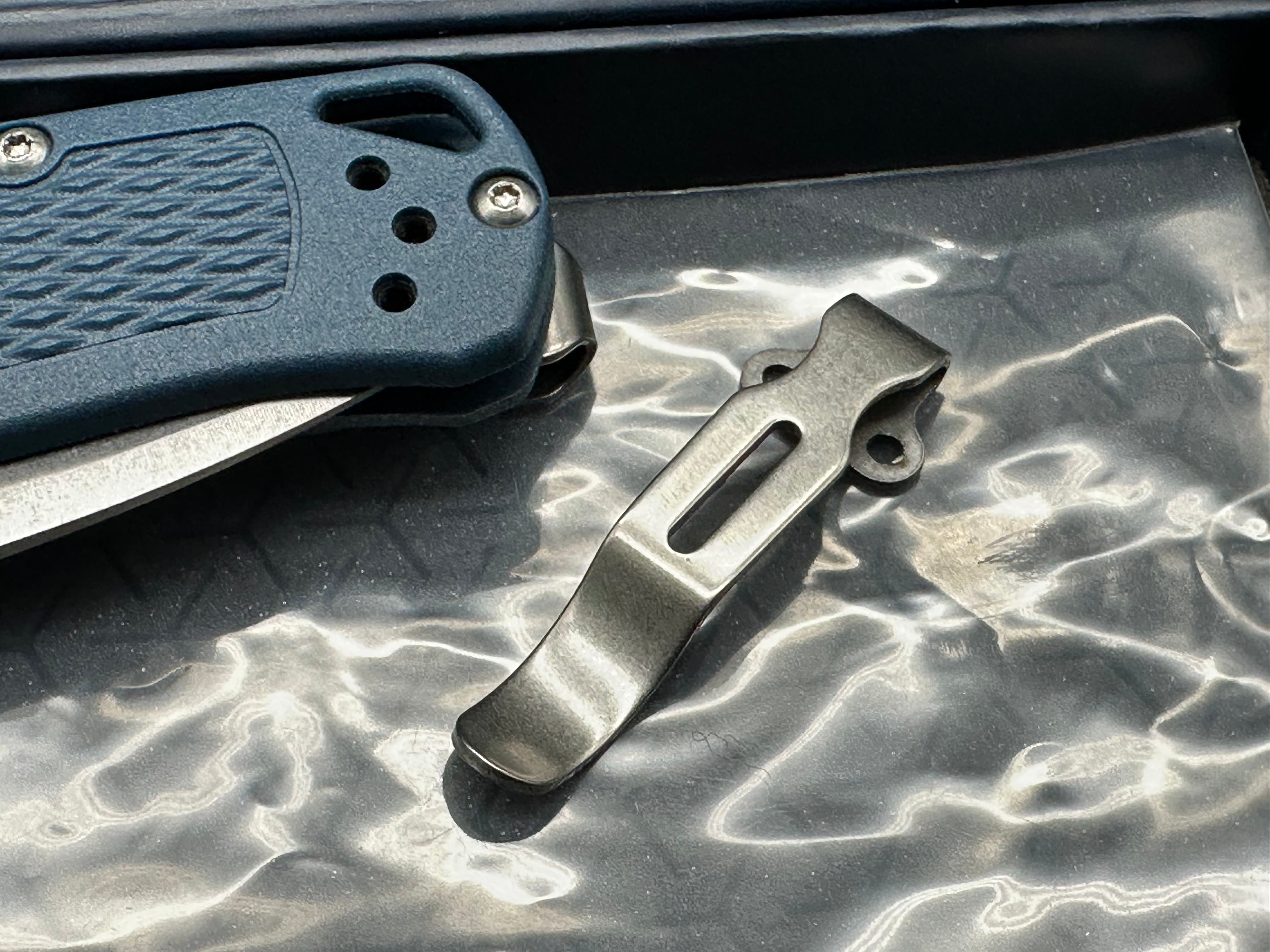 Benchmade Bugout - Custom 3.24" CPM MagnaCut Stonewash Blade with Crater Blue Grivory Scales Lynch Pocket Clip