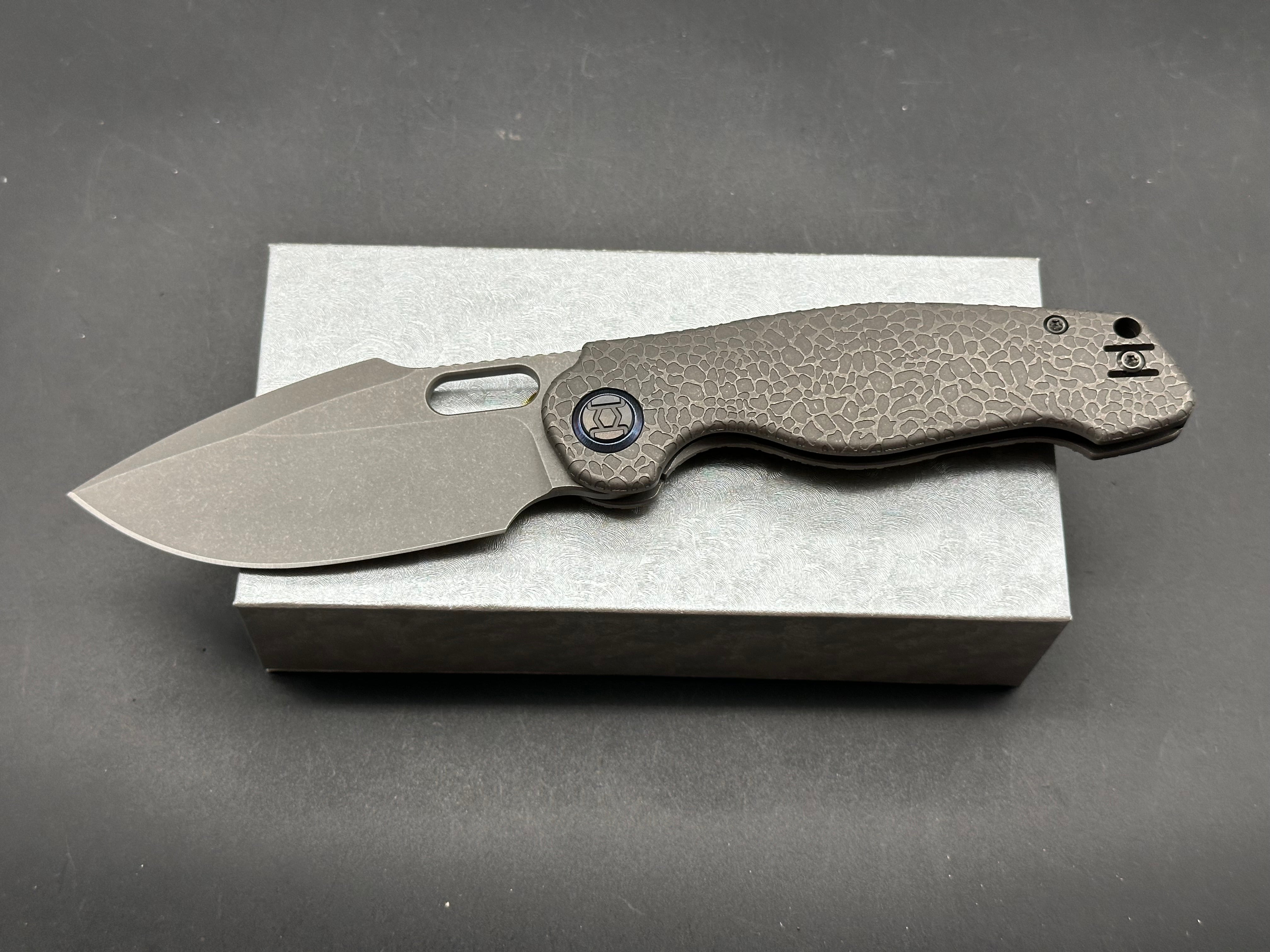 KUNWU GRINGO HONEYDEW STONEWASH TITANIUM HANDLE S390 PLAIN EDGE STONEWASH