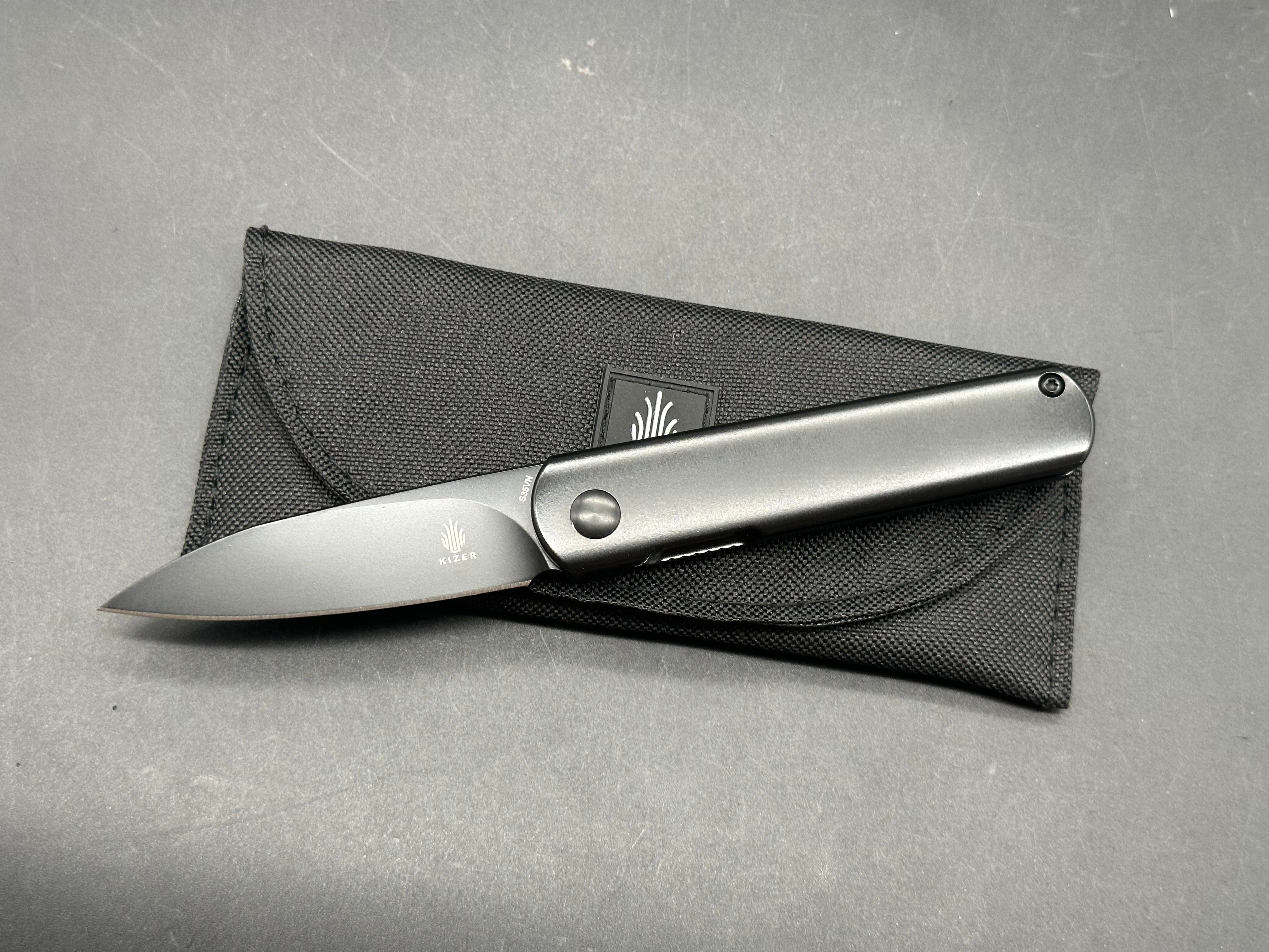 Kizer Feist Front Flipper Knife Black Titanium (2.8" Black)