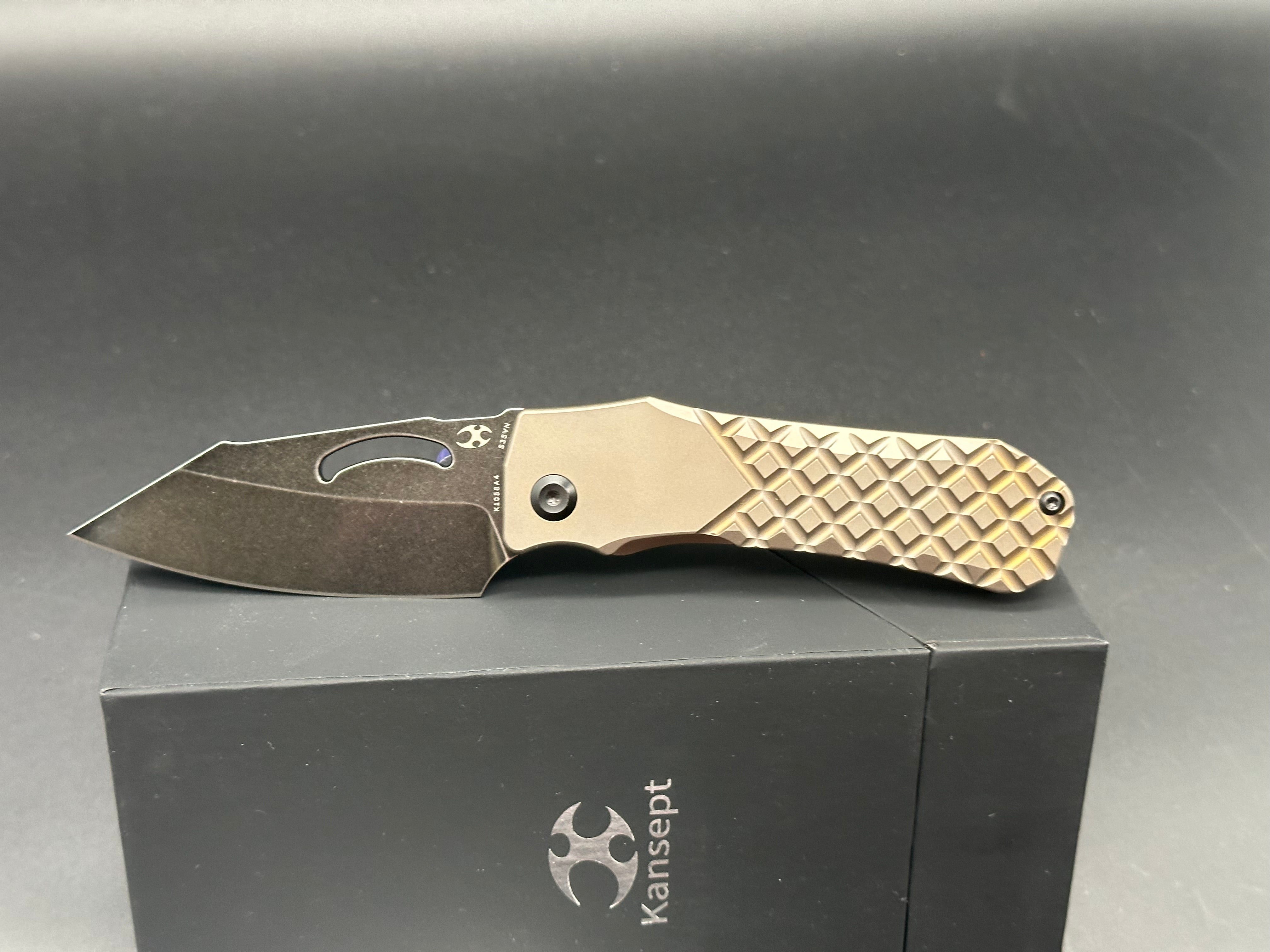 Kansept Knives Loki Bronze Frag Titanium Frame Lock Knife (2.99" Black SW S35VN)