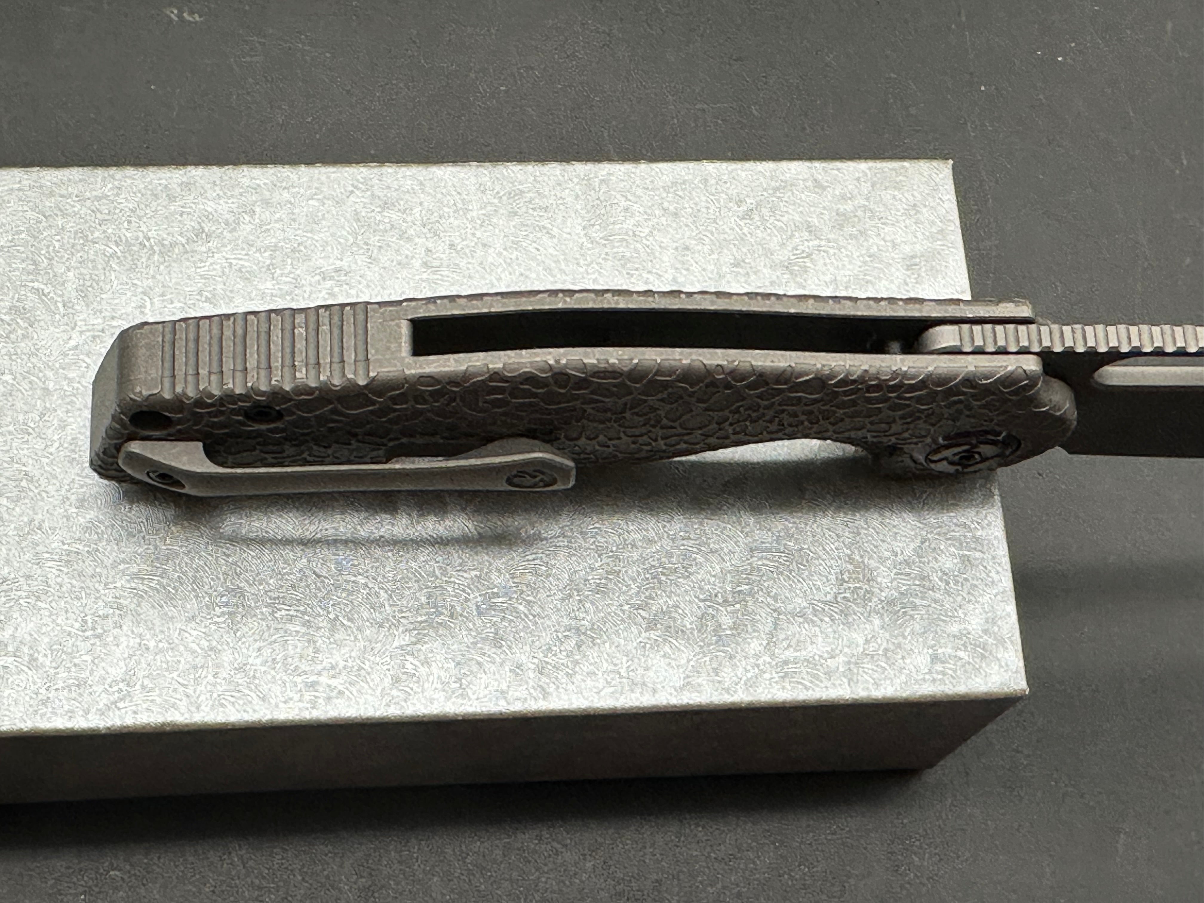 KUNWU GRINGO HONEYDEW STONEWASH TITANIUM HANDLE S390 PLAIN EDGE STONEWASH
