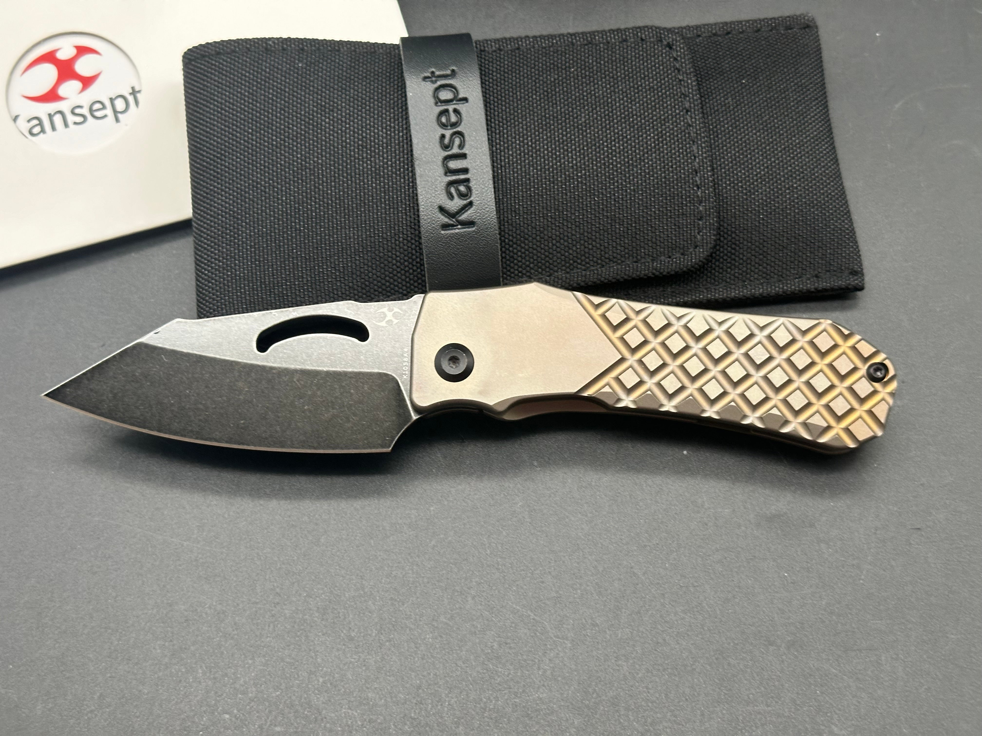 Kansept Knives Loki Bronze Frag Titanium Frame Lock Knife (2.99" Black SW S35VN)