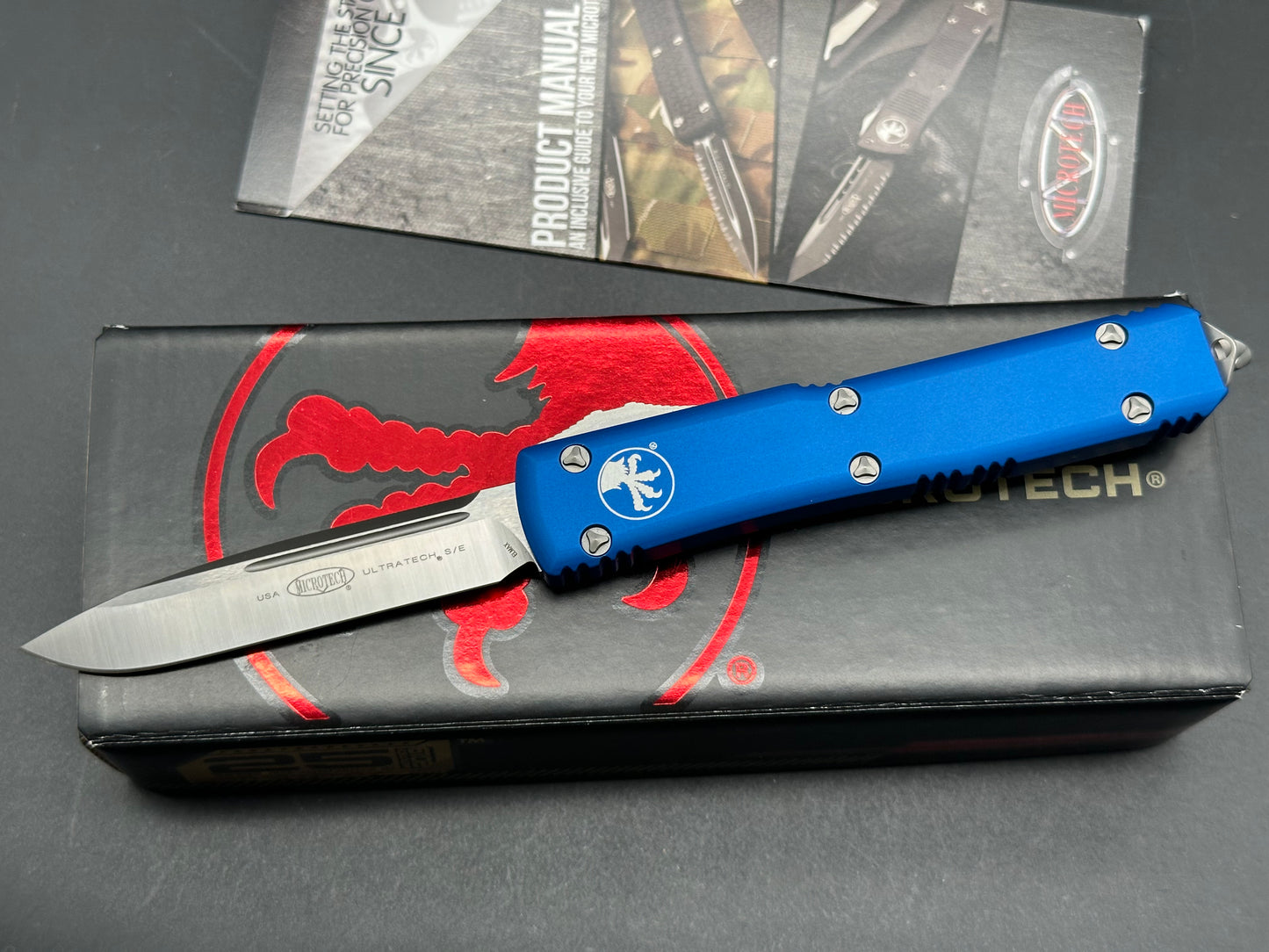 Microtech Ultratech S/E OTF Automatic Knife Blue (3.4" Stonewash) 121-10BL