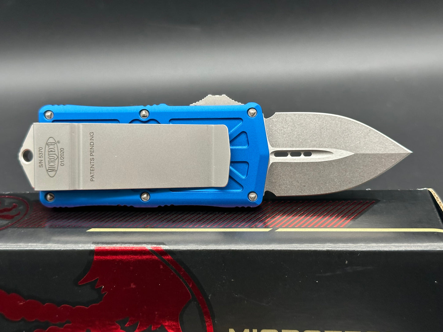 Microtech Exocet Dagger CA Legal OTF Automatic Knife Blue (1.9" Stonewash)