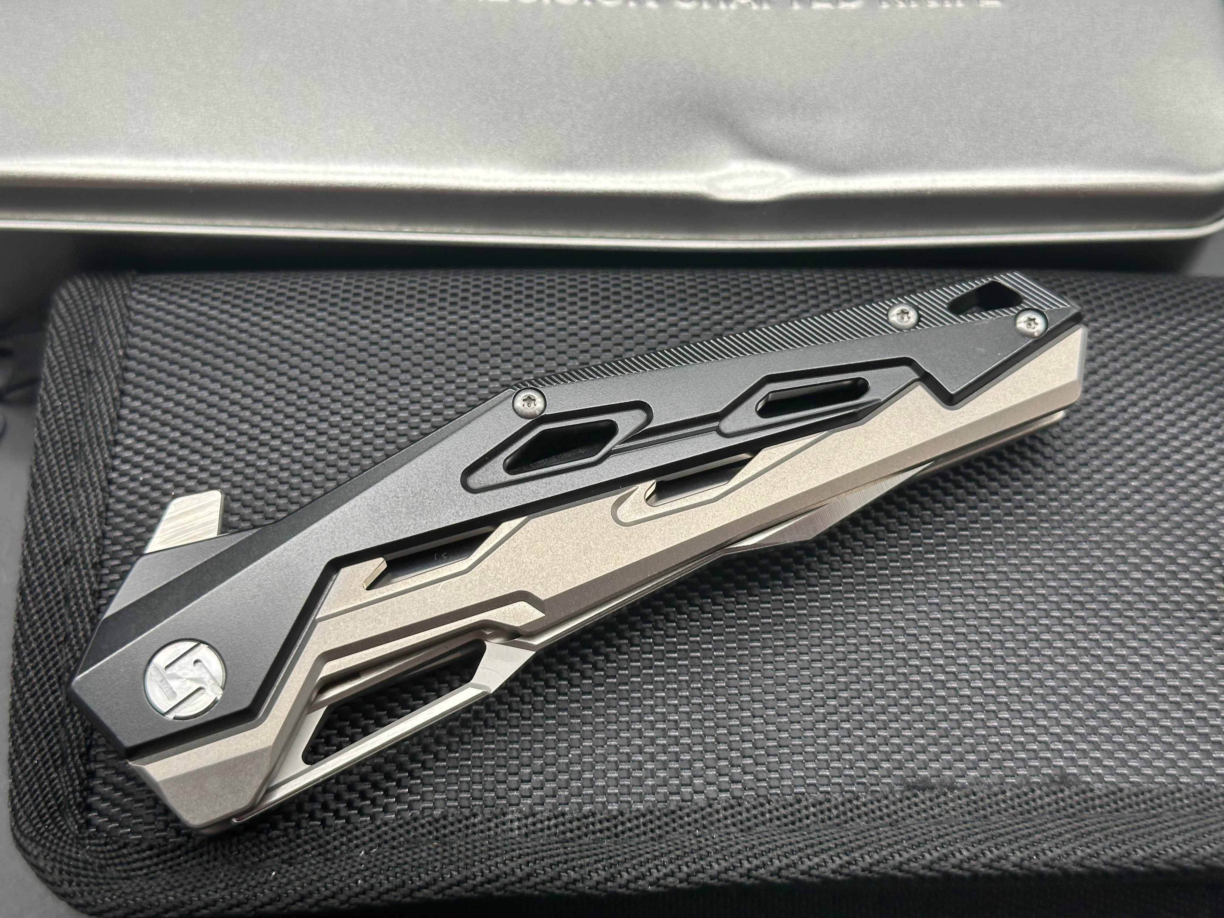 Artisan Cutlery Bombardier Liner Lock Knife Black Ti (3.45" Stonewash)