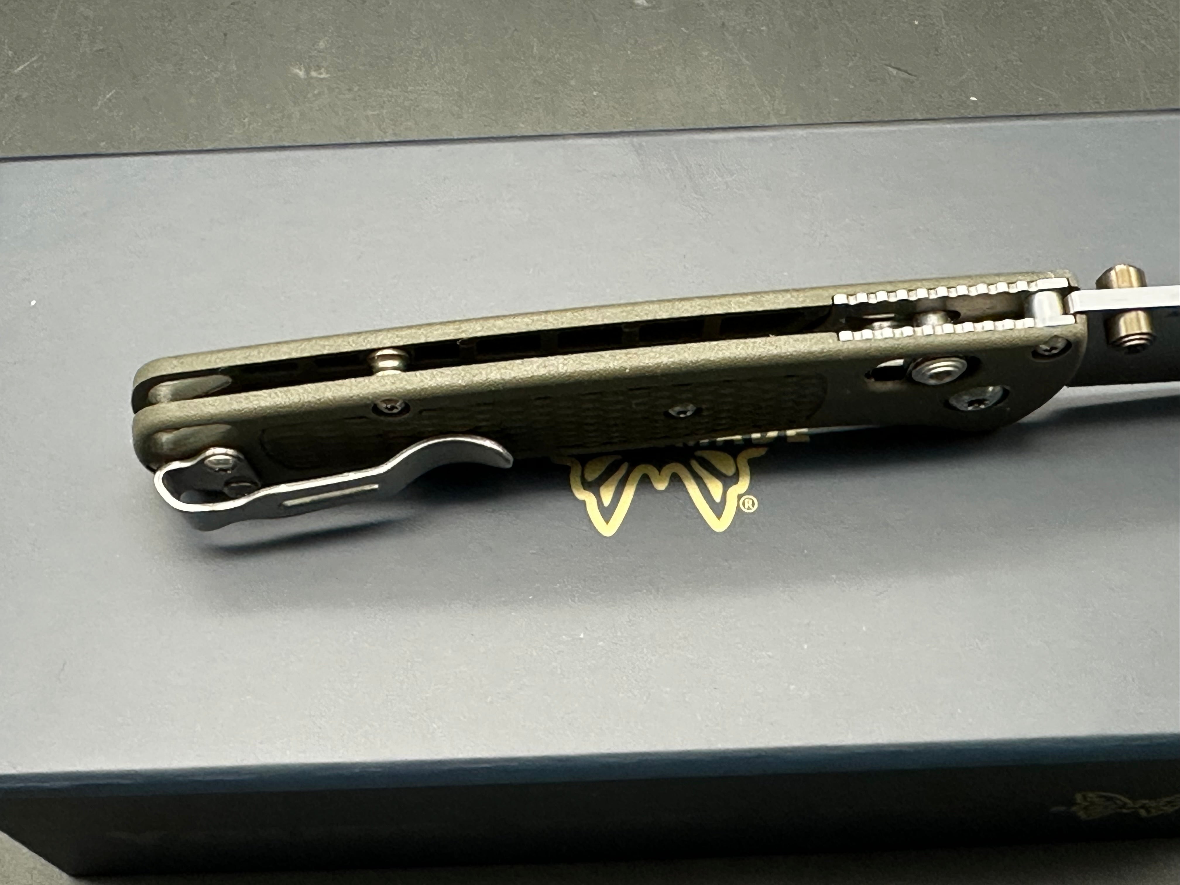 Benchmade Bugout - Custom 3.24" CPM MagnaCut Stonewash Blade with OD Green Grivory Scales