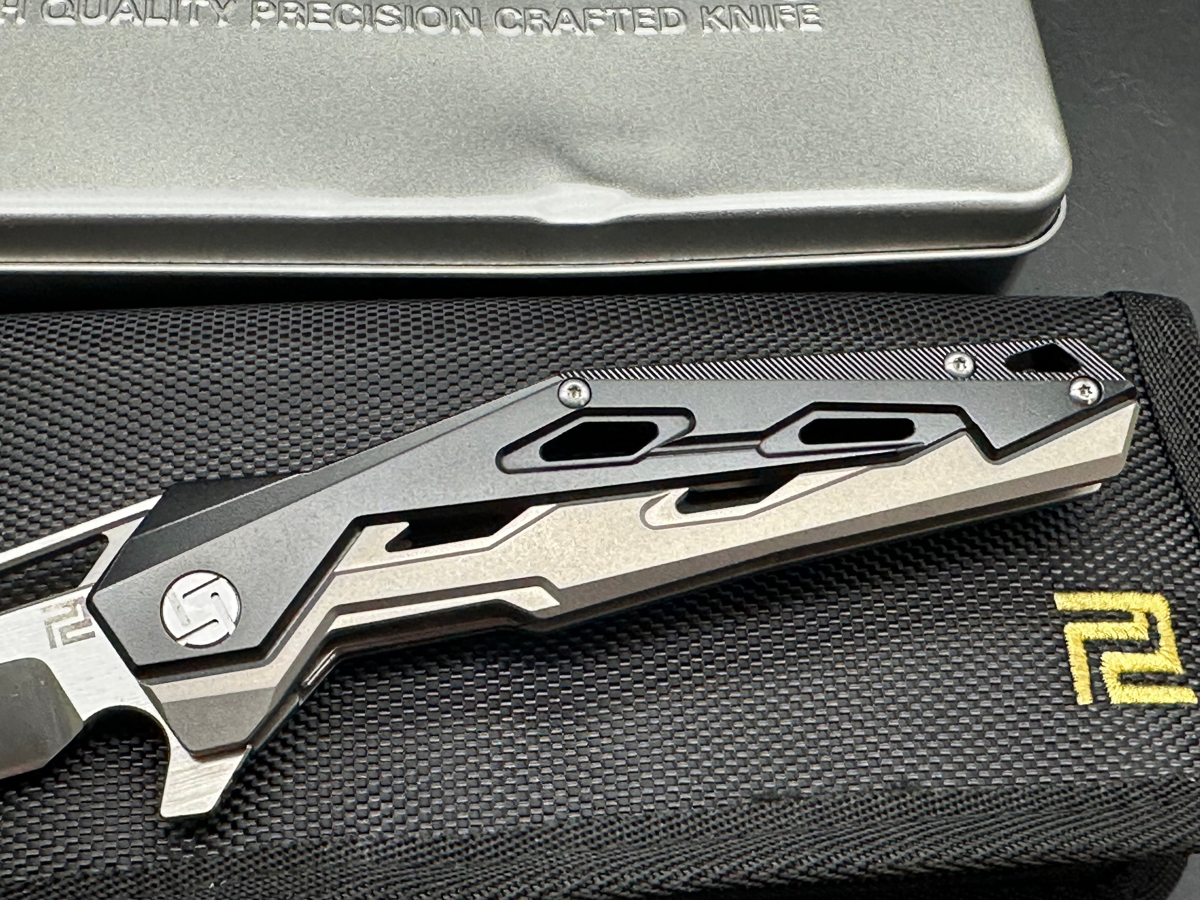 Artisan Cutlery Bombardier Liner Lock Knife Black Ti (3.45" Stonewash)