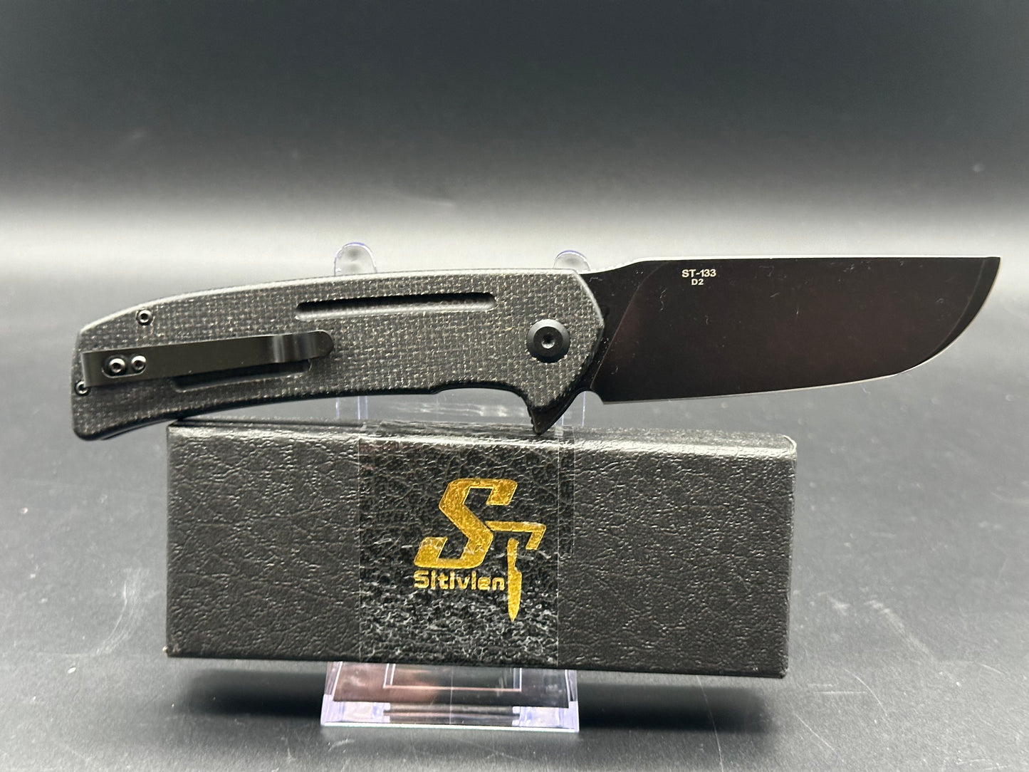 Sitivien ST133 Folding Knife,D2 Blade,Micarta Handle