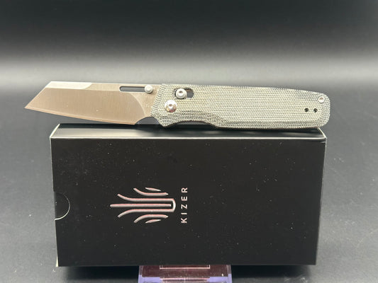 KIZER TASK POCKET KNIFE 154CM BLADE CLUTCH LOCK MICARTA HANDLE V3641C1